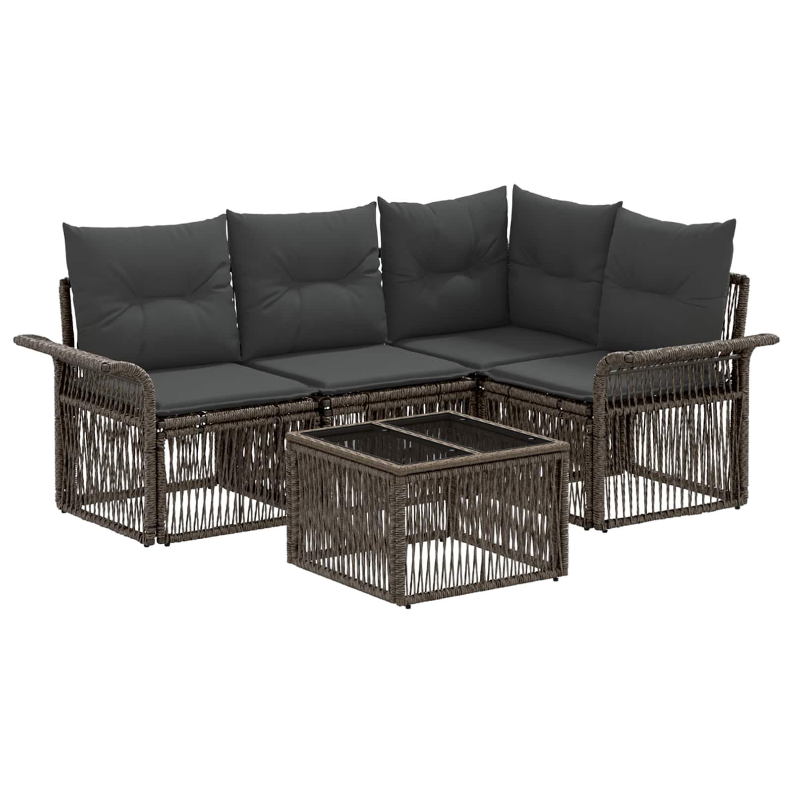 Tuinbankenset 5 pcs Grijs poly rattan – afbeelding 2