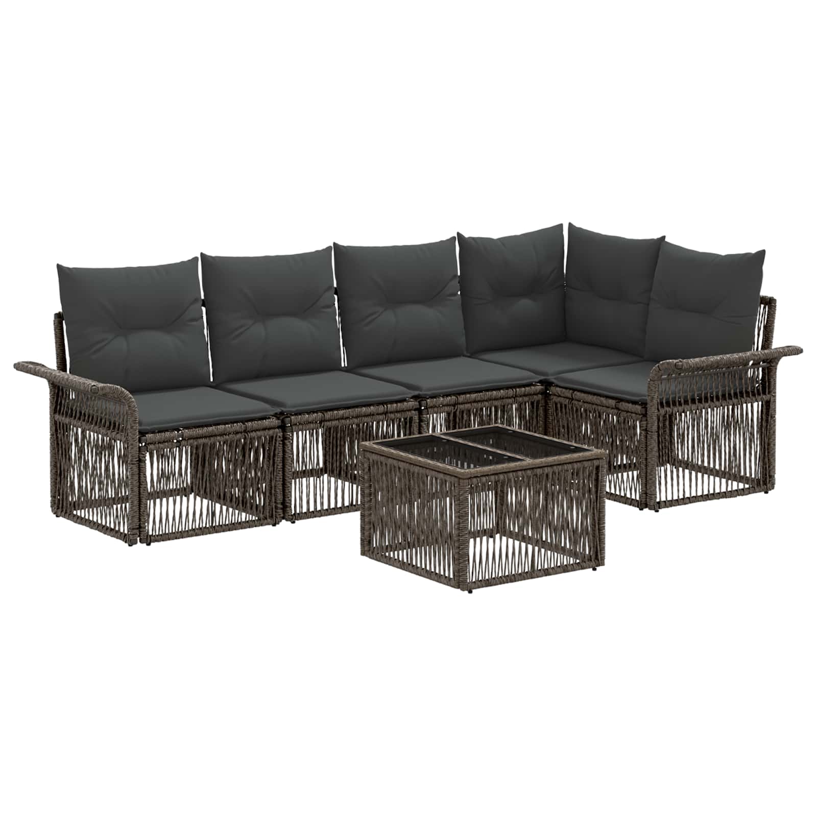 Tuinbankenset 6 pcs Grijs poly rattan – afbeelding 2