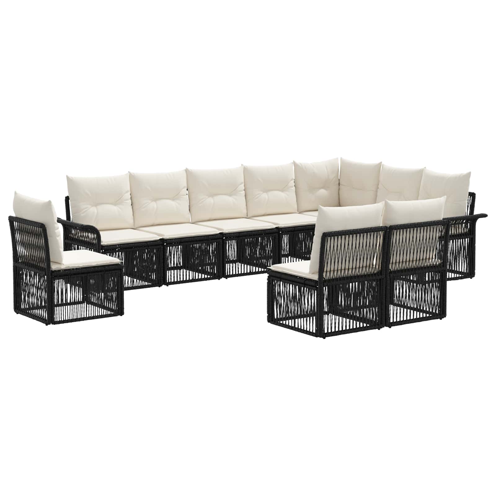 Tuinbankenset 10 pcs Zwart poly rattan – afbeelding 2