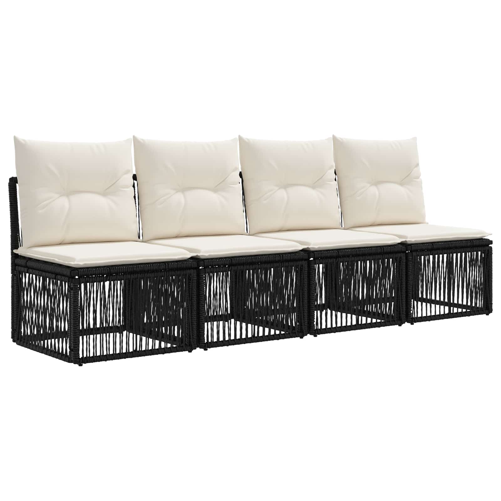 Tuinbankenset 10 pcs Zwart poly rattan – afbeelding 5