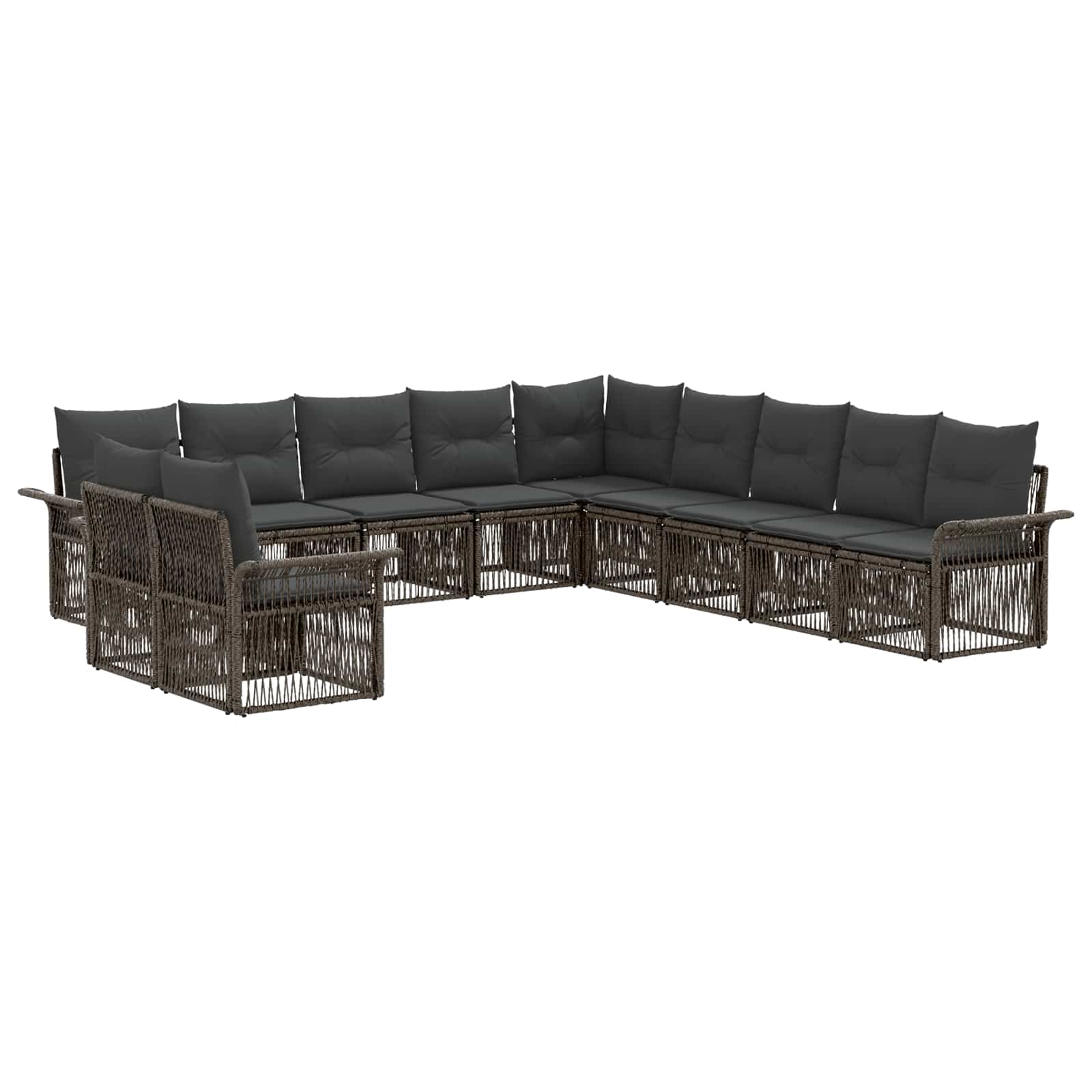 Tuinbankenset 11 pcs Grijs poly rattan – afbeelding 2