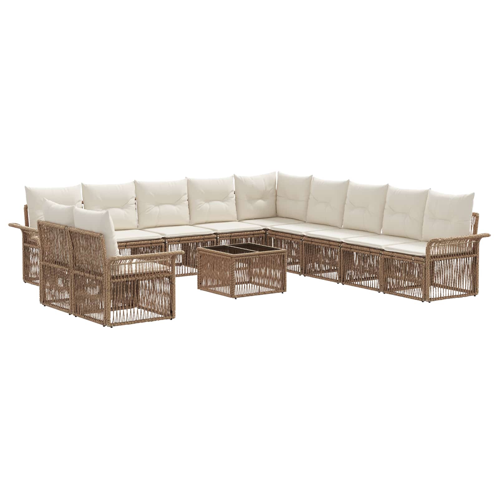 Tuinbankenset 12 pcs Beige poly rattan – afbeelding 2
