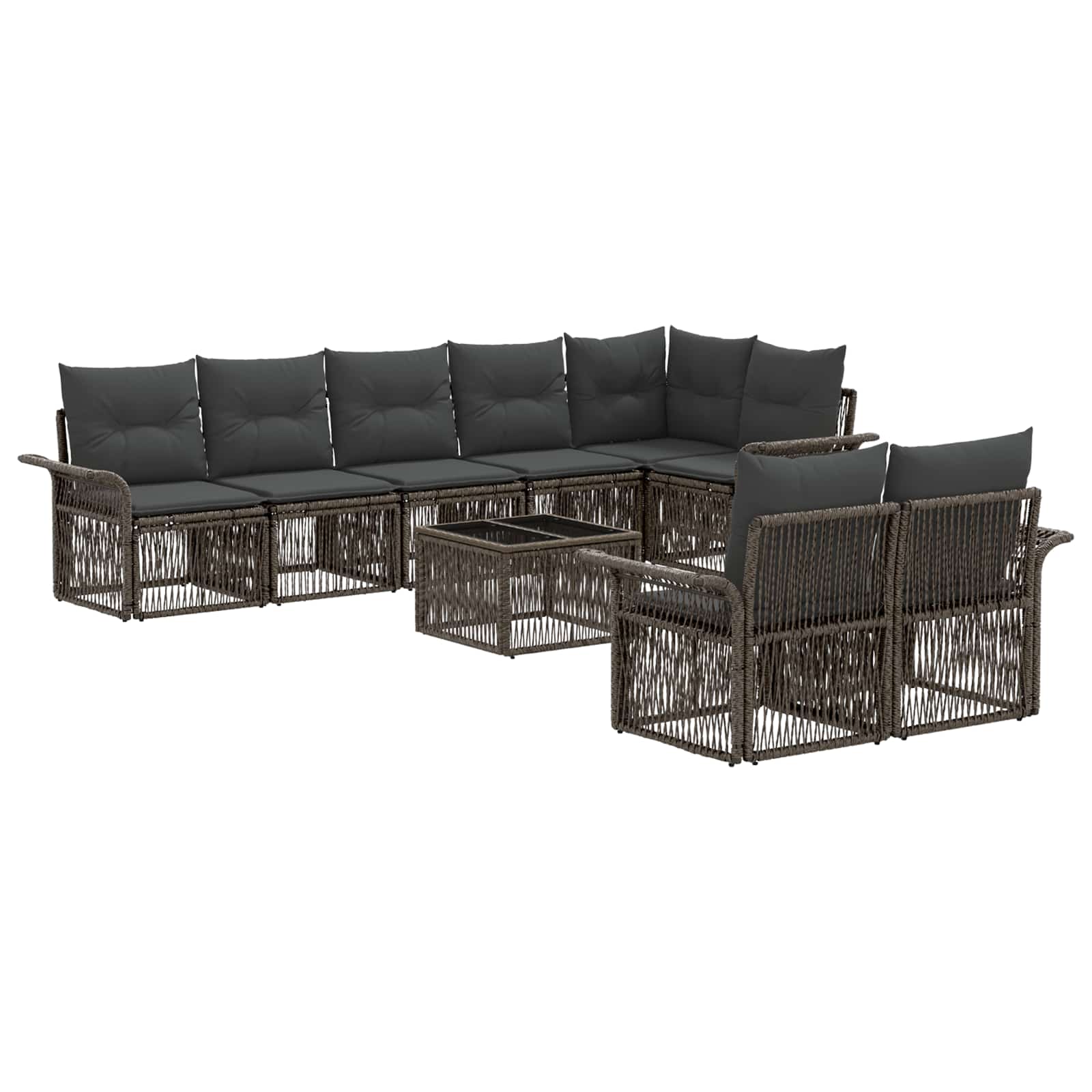 Tuinbankenset 9 pcs Grijs poly rattan – afbeelding 2