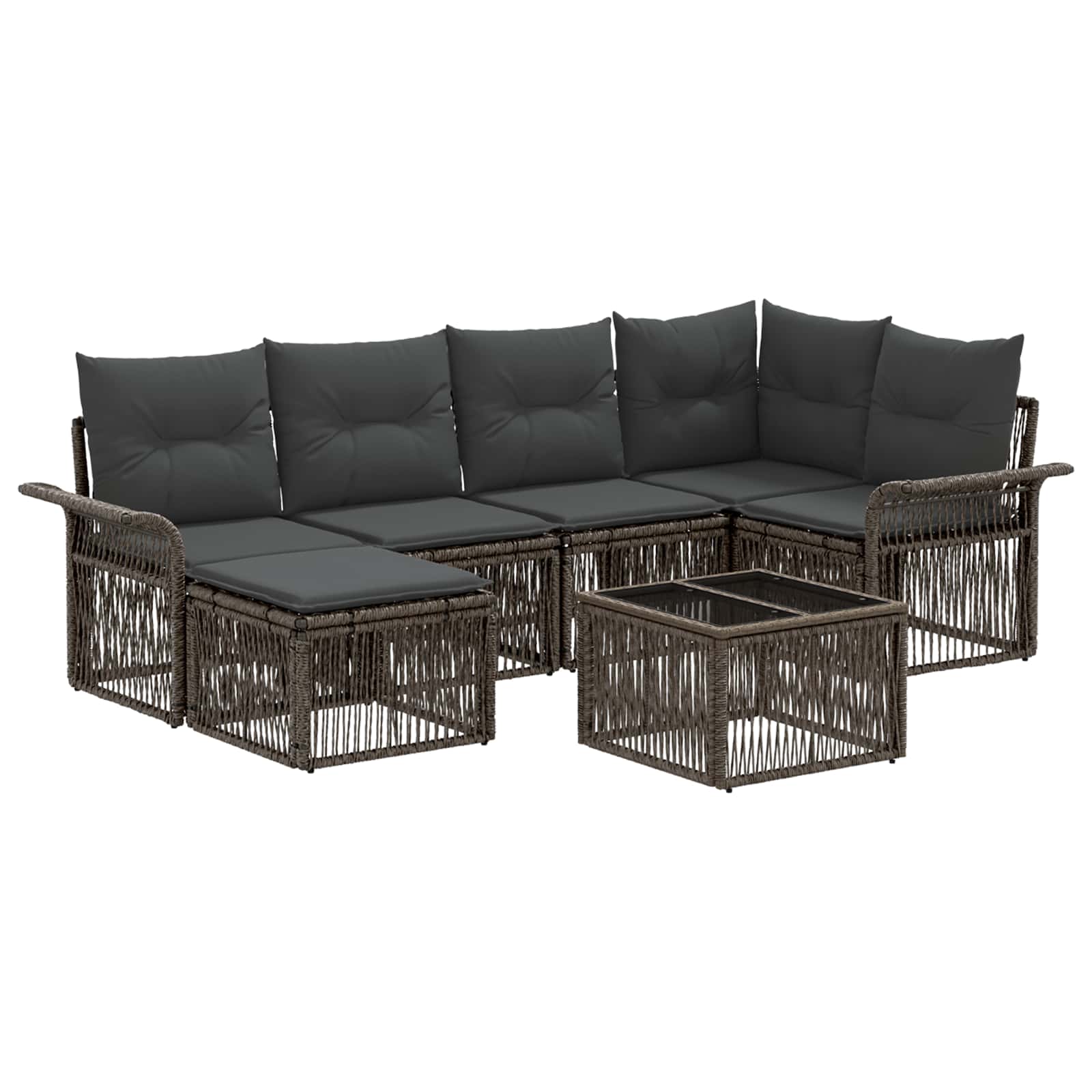 Tuinbankenset 7 pcs Grijs poly rattan – afbeelding 2