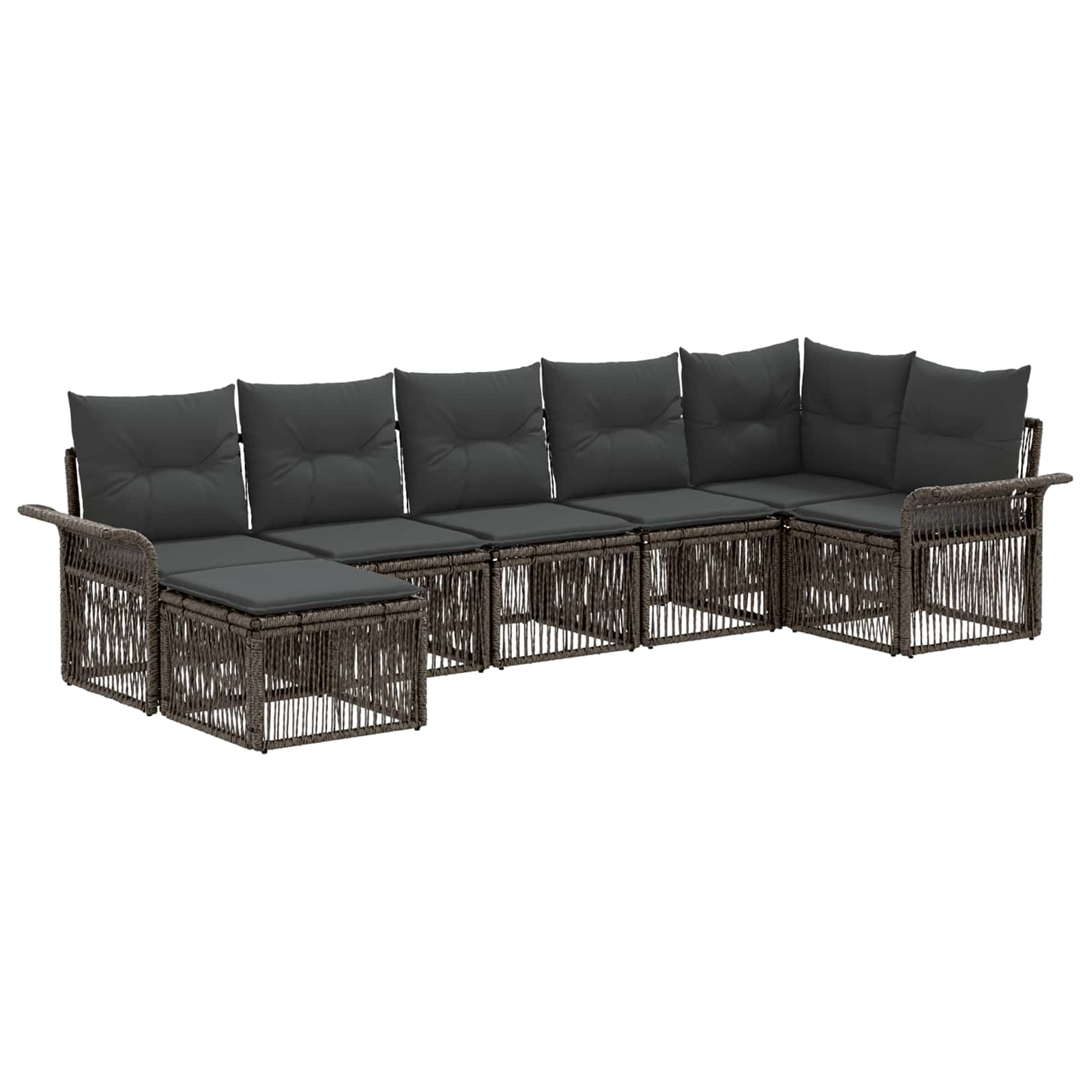 Tuinbankenset 7 pcs Grijs poly rattan – afbeelding 2