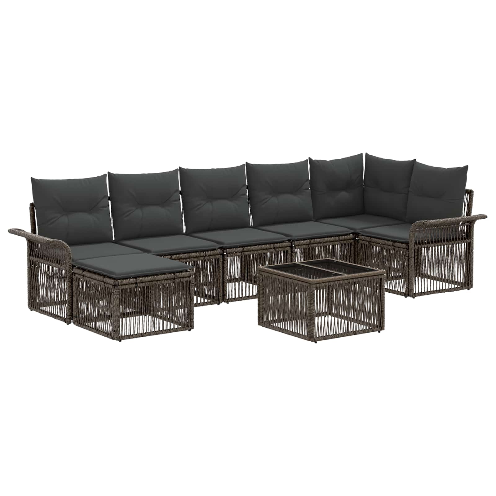 Tuinbankenset 8 pcs Grijs poly rattan – afbeelding 2