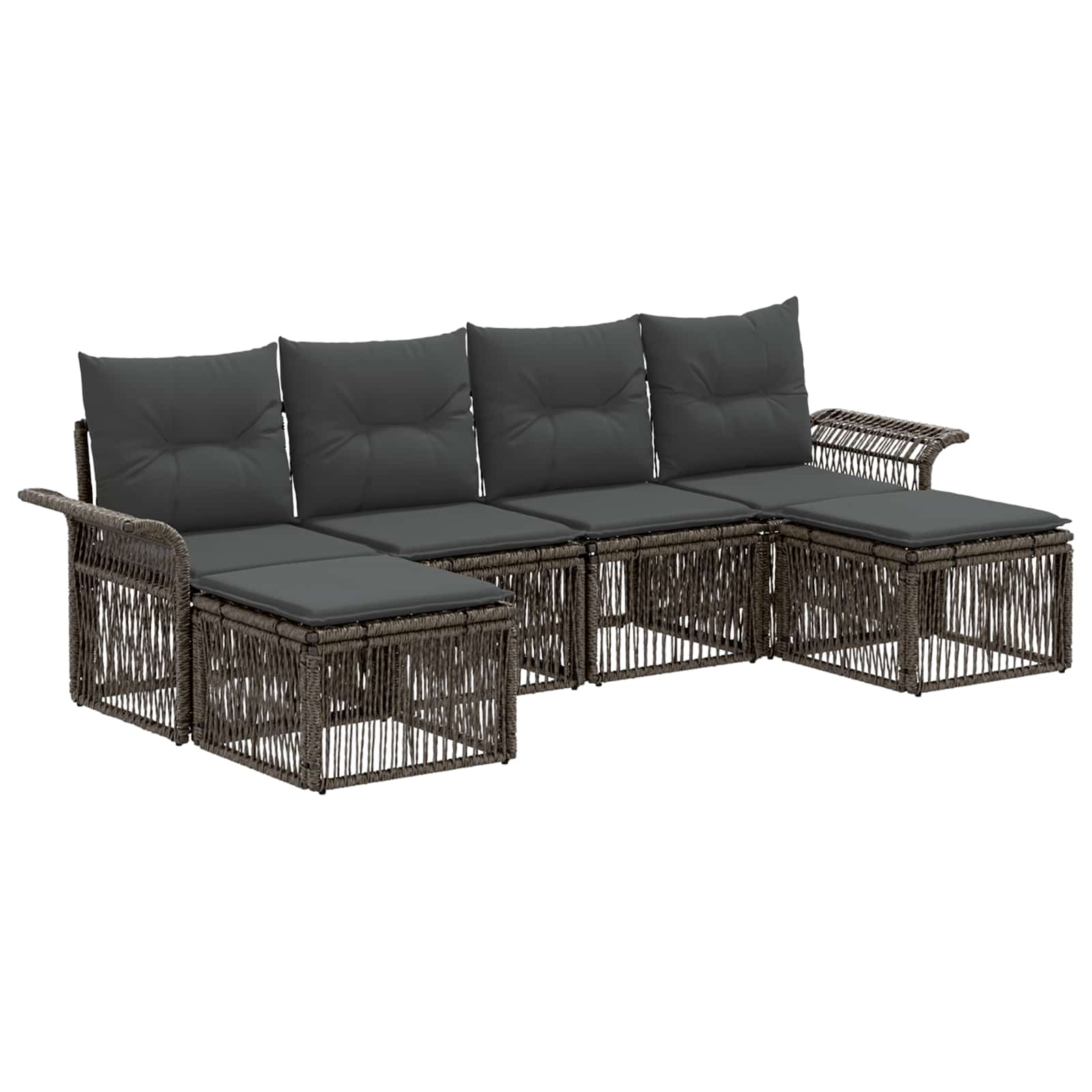 Tuinbankenset 6 pcs Grijs poly rattan – afbeelding 2