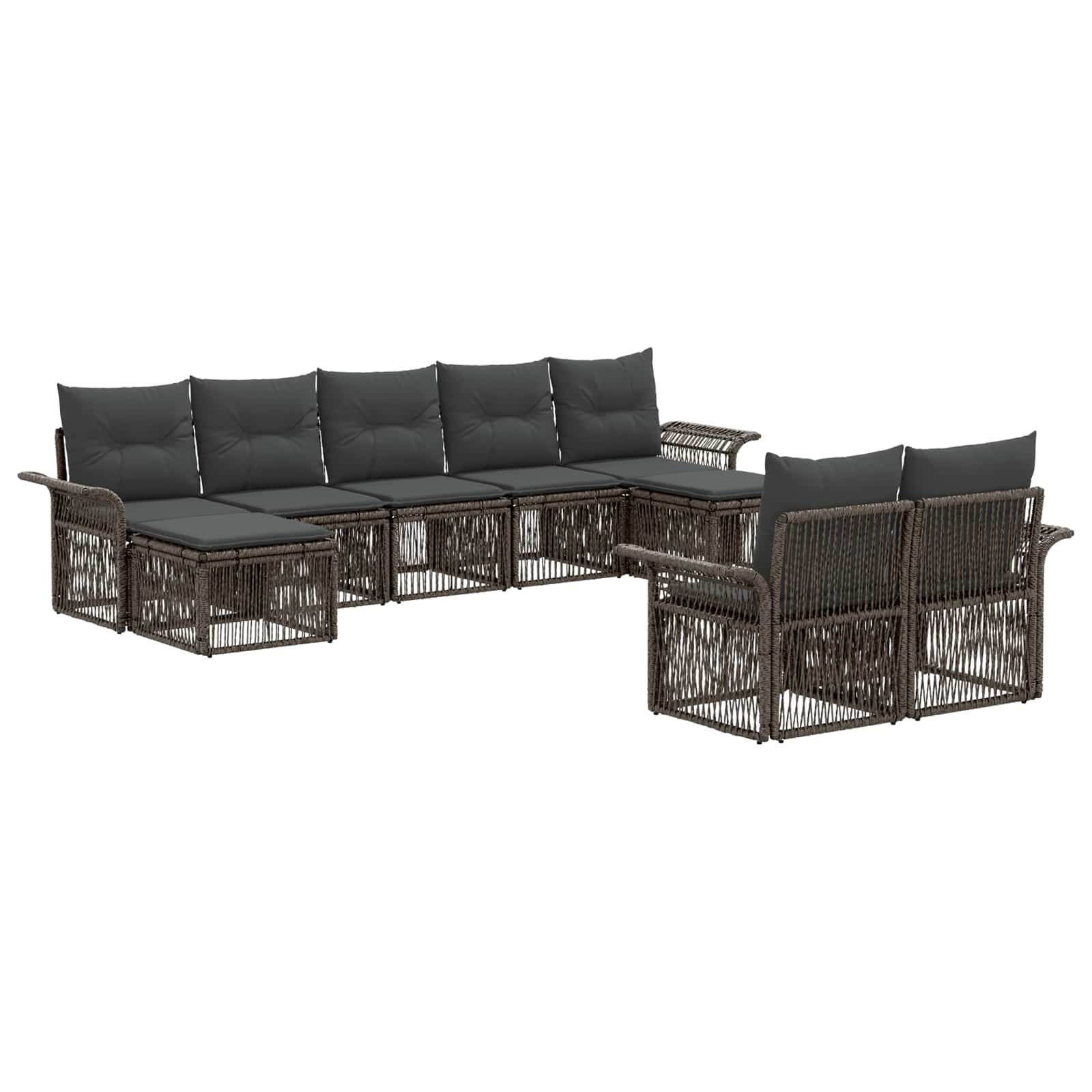 Tuinbankenset 9 pcs Grijs poly rattan – afbeelding 2