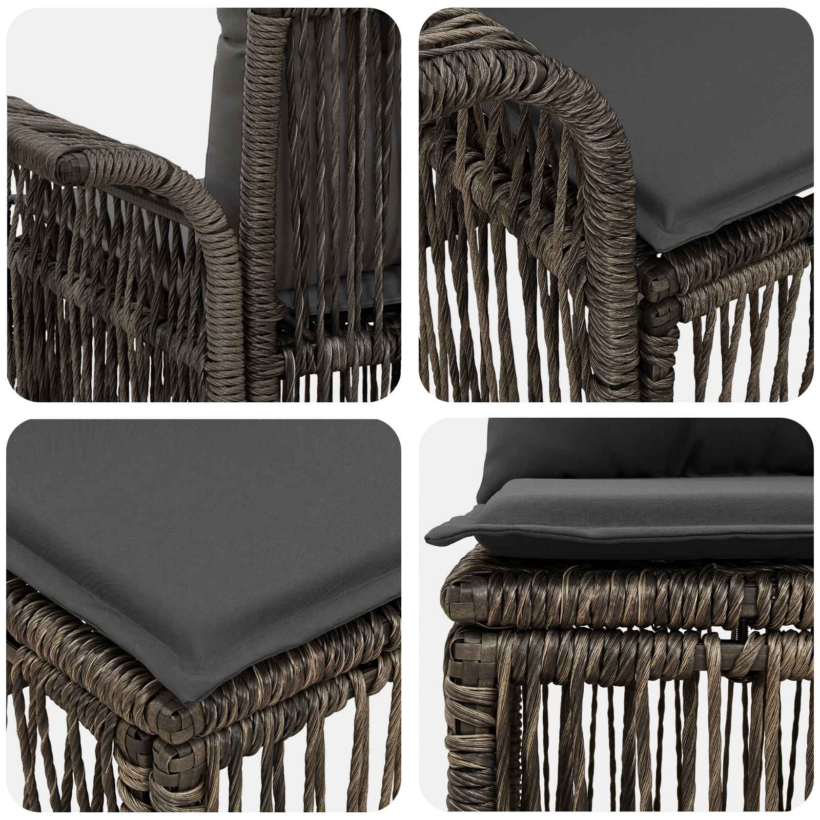 Tuinbankenset 9 pcs Grijs poly rattan – afbeelding 6