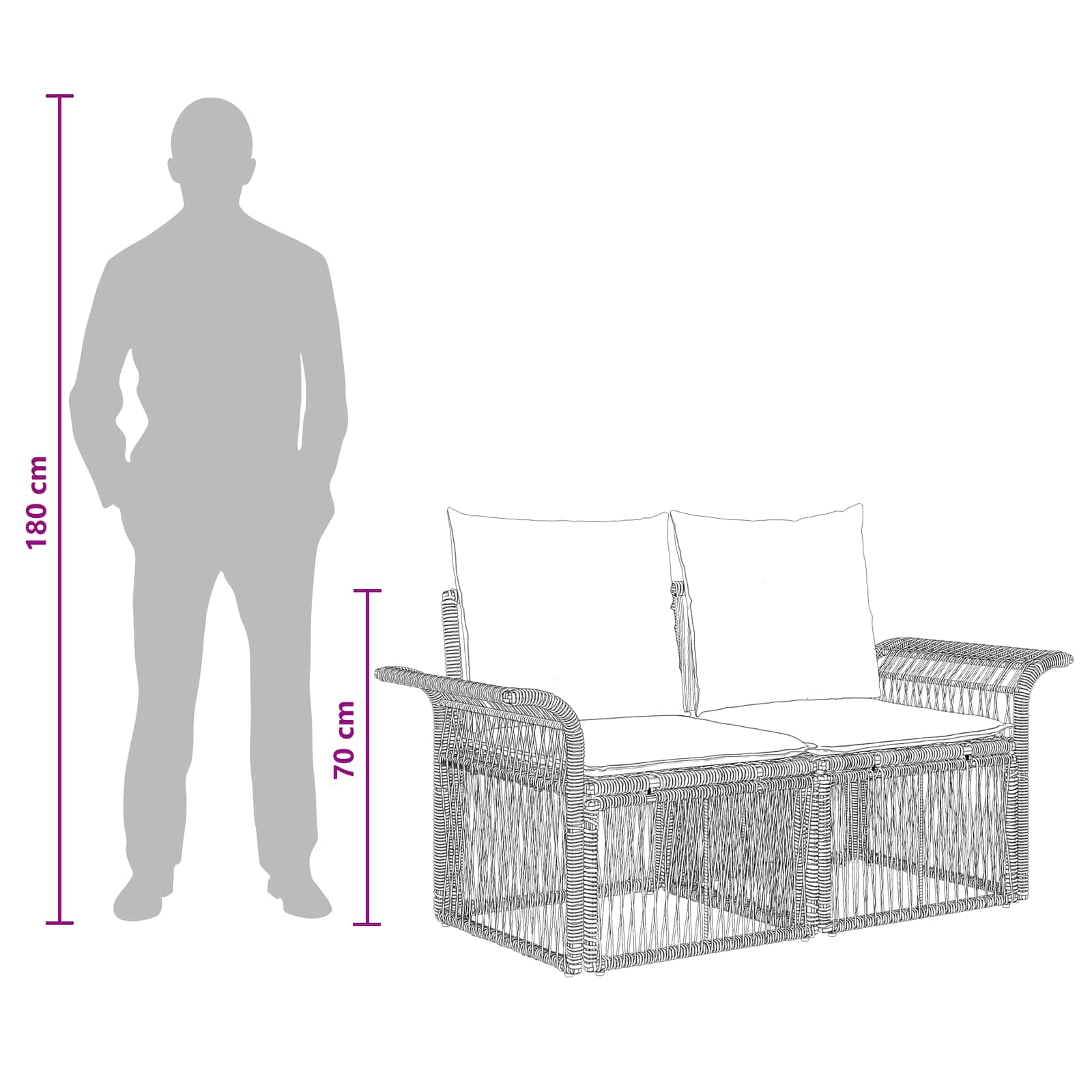 Tuinbankenset 9 pcs Grijs poly rattan – afbeelding 9