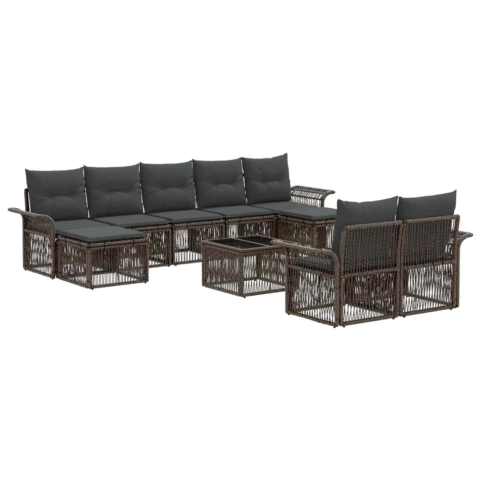 Tuinbankenset 10 pcs Grijs poly rattan – afbeelding 2