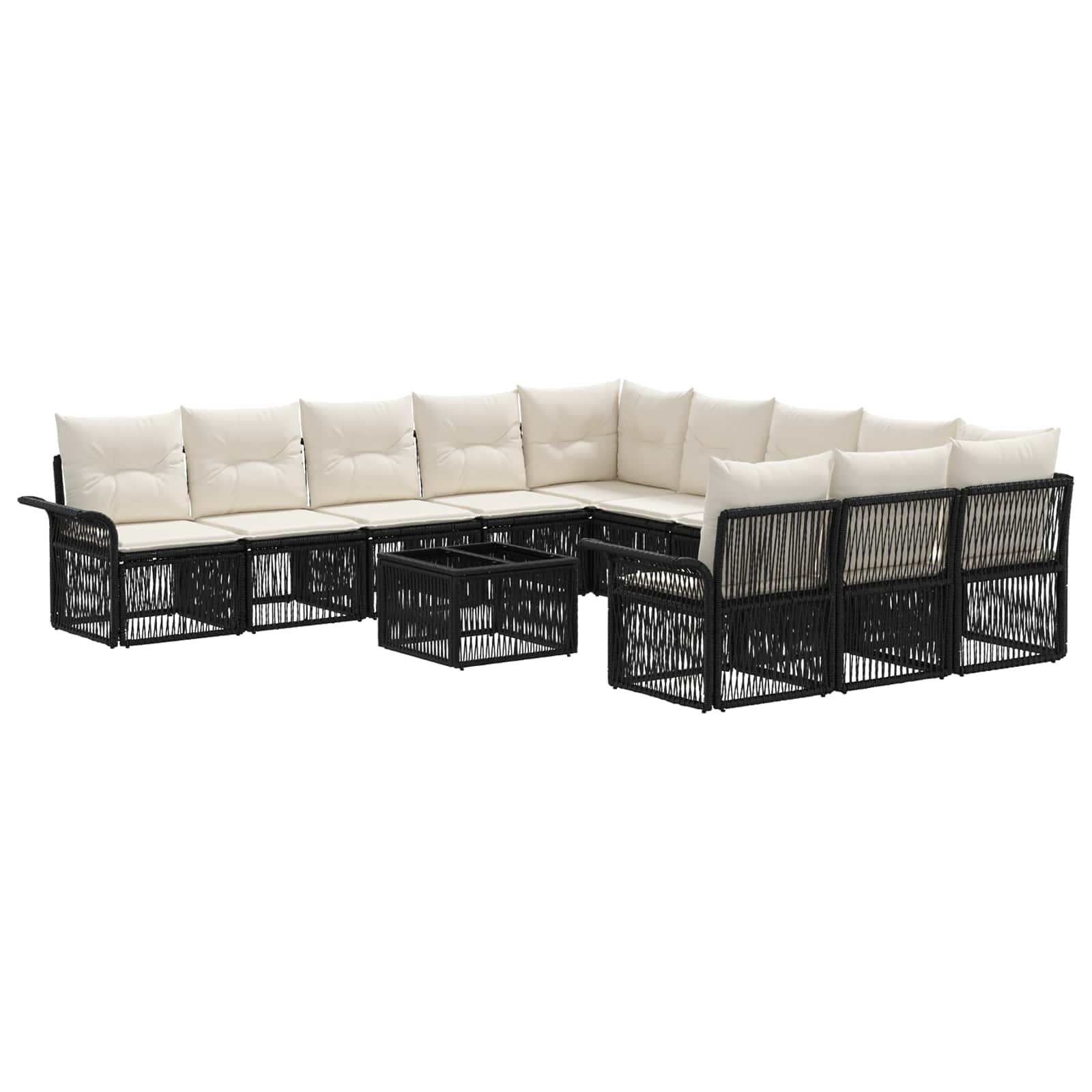 Tuinbankenset 12 pcs Zwart poly rattan – afbeelding 2