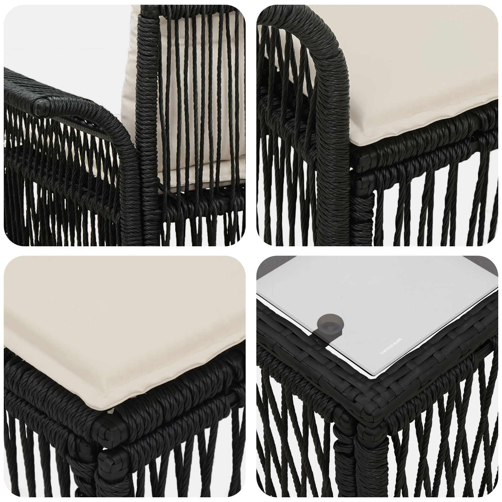 Tuinbankenset 12 pcs Zwart poly rattan – afbeelding 8