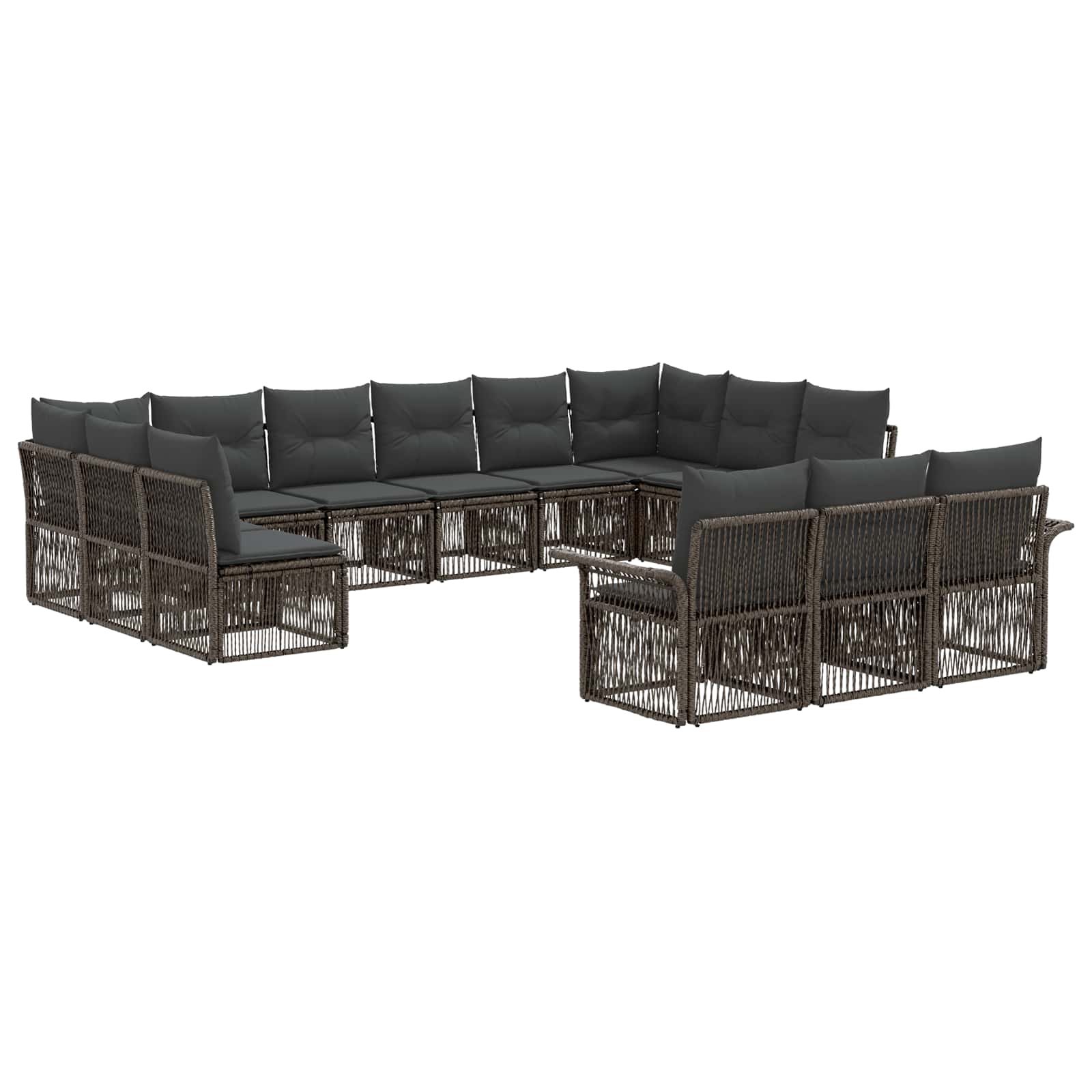 Tuinbankenset 13 pcs Grijs poly rattan – afbeelding 2