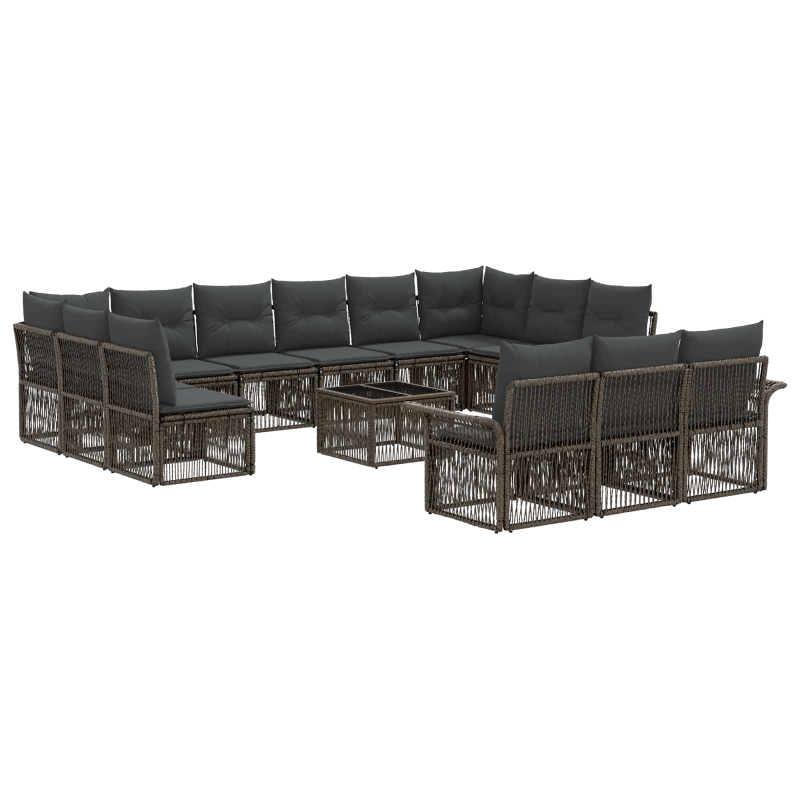 Tuinbankenset 14 pcs Grijs poly rattan – afbeelding 2