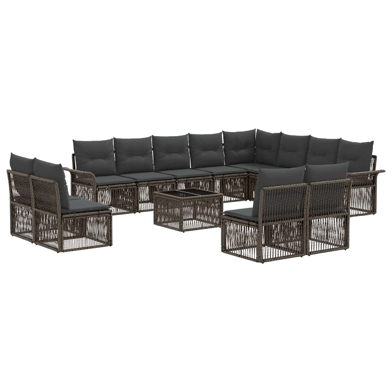 Tuinbankenset 13 pcs Grijs poly rattan – afbeelding 2