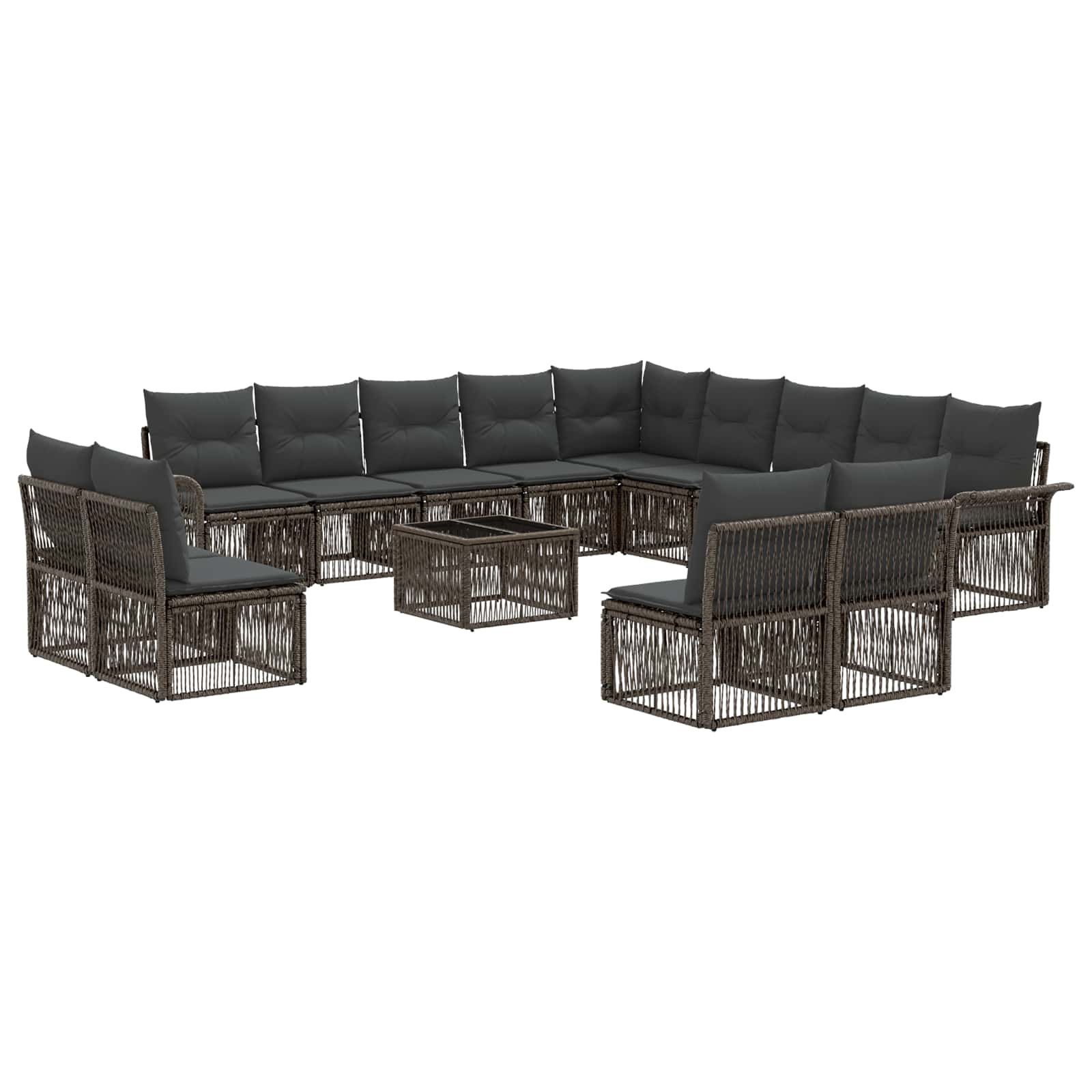 Tuinbankenset 14 pcs Grijs poly rattan – afbeelding 2