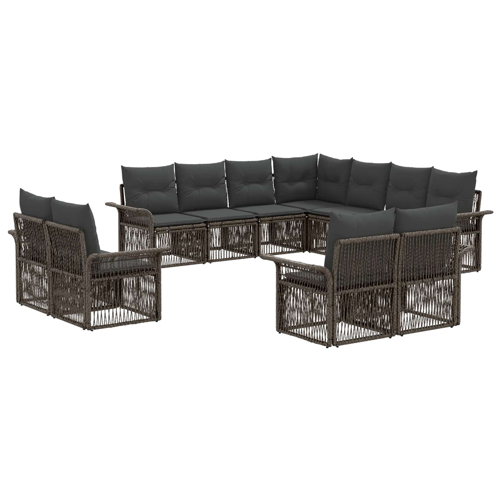Tuinbankenset 11 pcs Grijs en Donkergrijs poly rattan – afbeelding 2