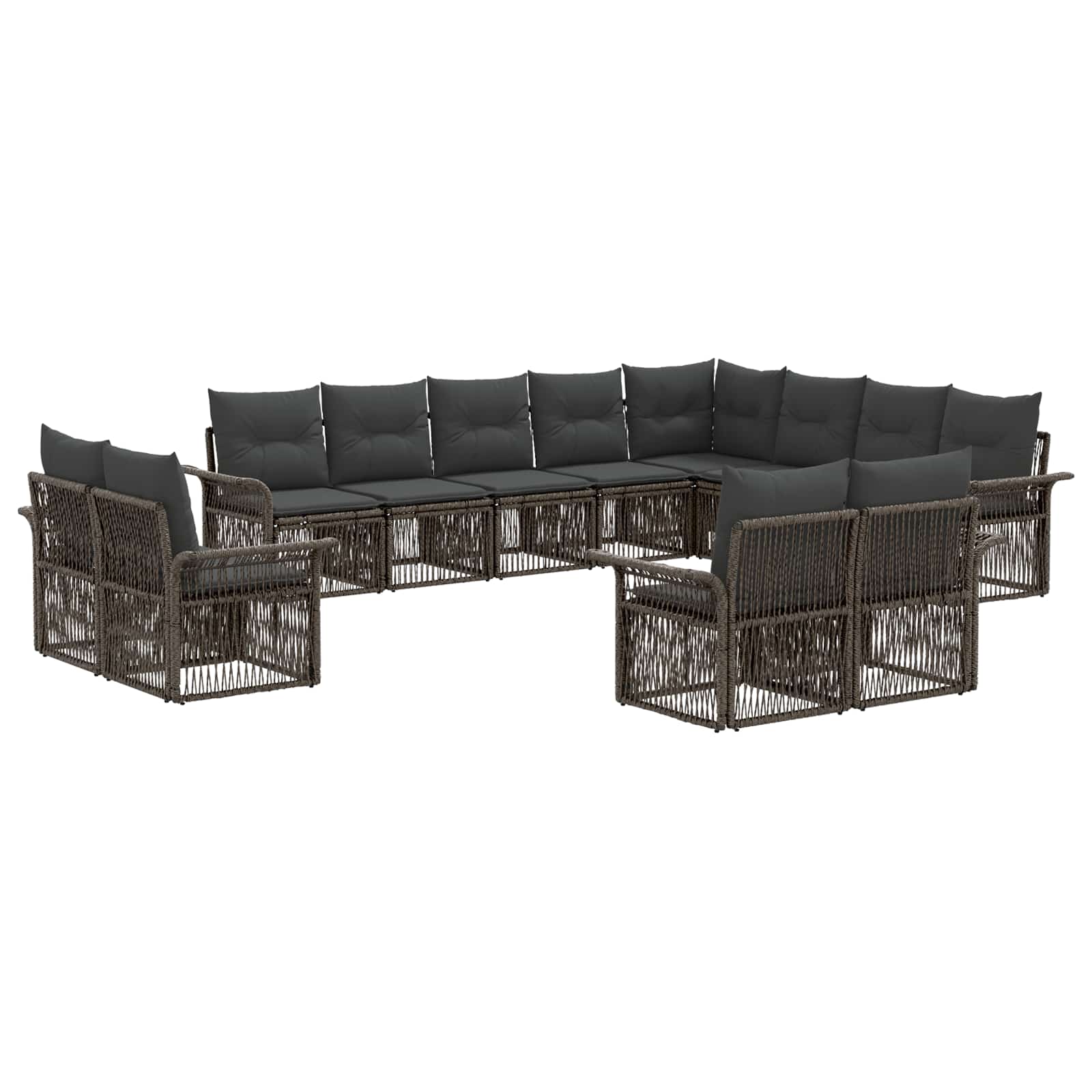Tuinbankenset 12 pcs Grijs en Donkergrijs poly rattan – afbeelding 2