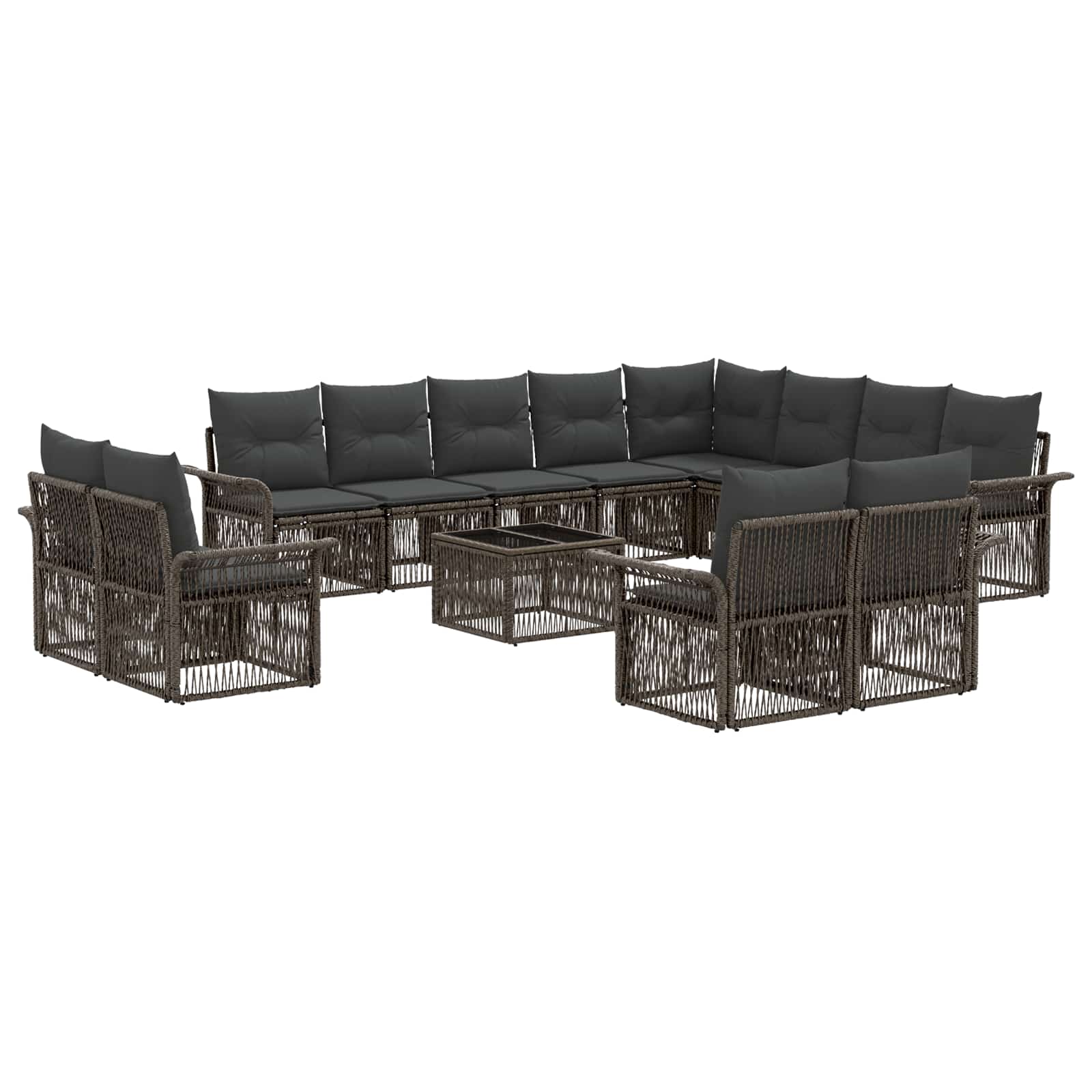 Tuinbankenset 13 pcs Grijs en Donkergrijs poly rattan – afbeelding 2