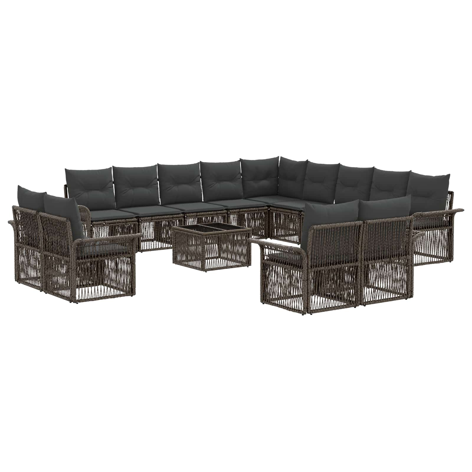 Tuinbankenset 14 pcs Grijs en Donkergrijs poly rattan – afbeelding 2
