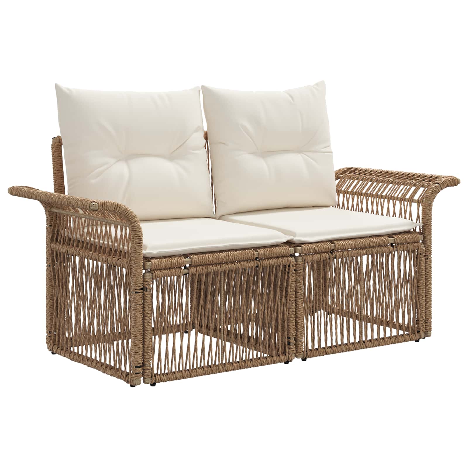 Tuinbankenset 14 pcs Beige en Crème Wit poly rattan – afbeelding 5