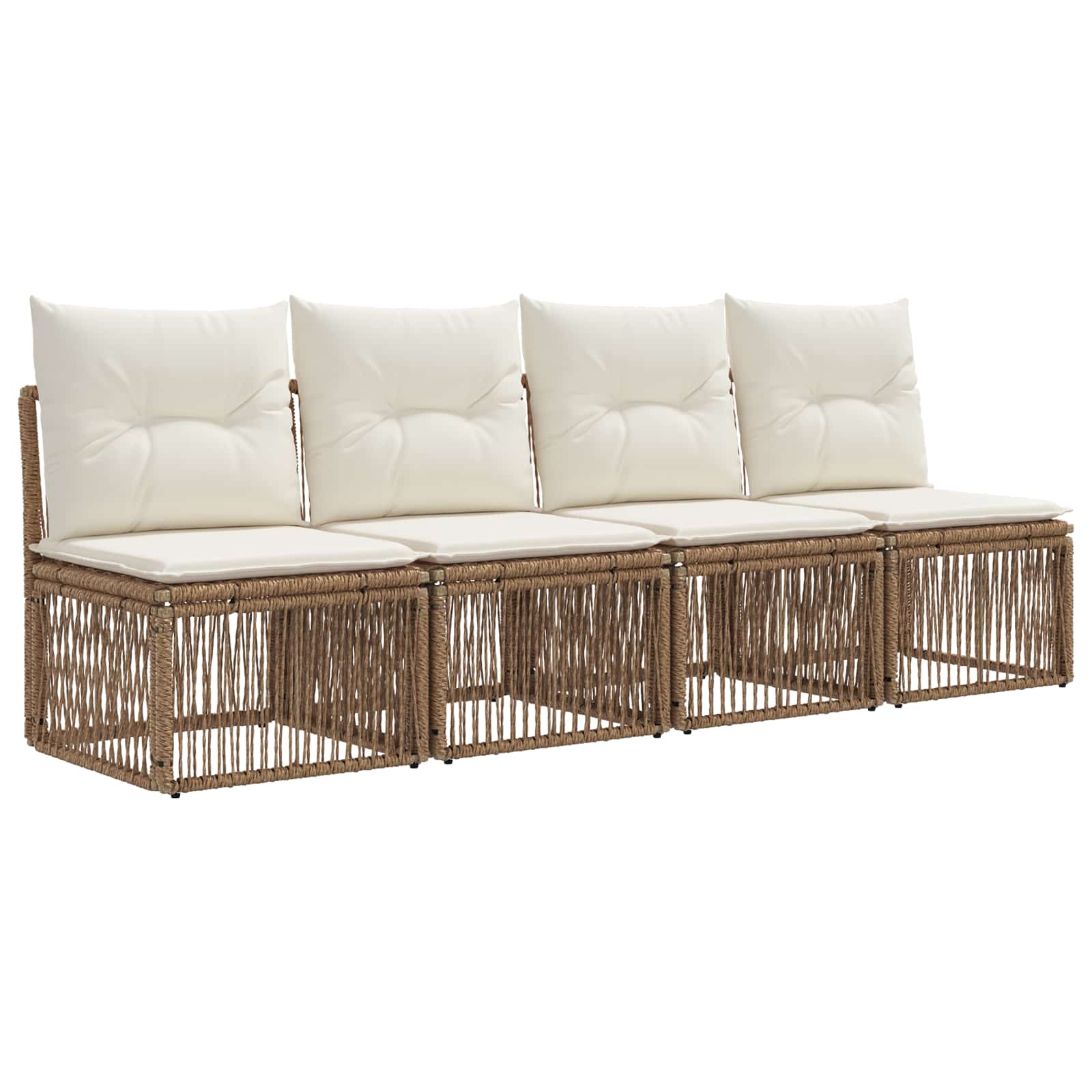 Tuinbankenset 14 pcs Beige en Crème Wit poly rattan – afbeelding 6