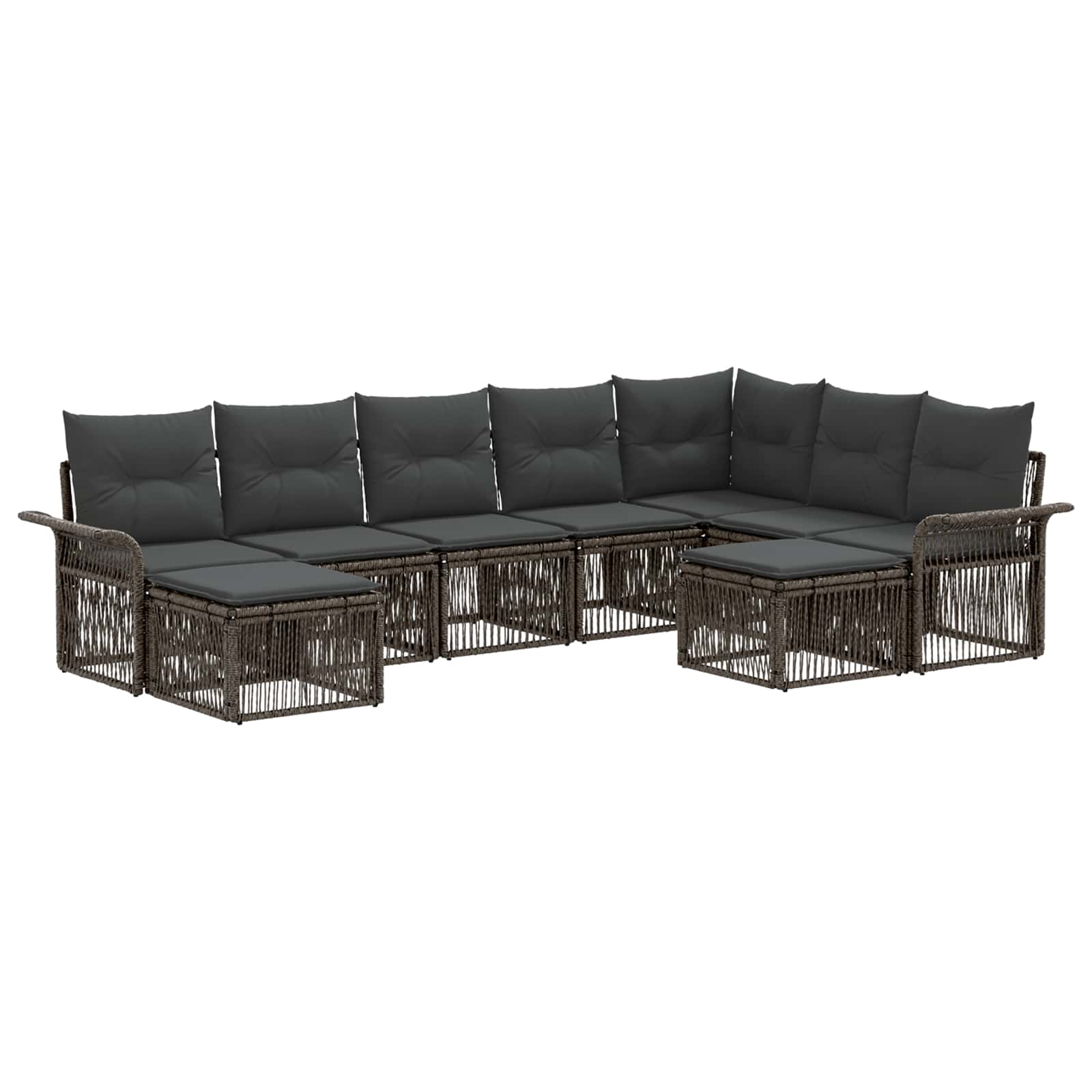Tuinbankenset 9 pcs Grijs en Donkergrijs poly rattan – afbeelding 2