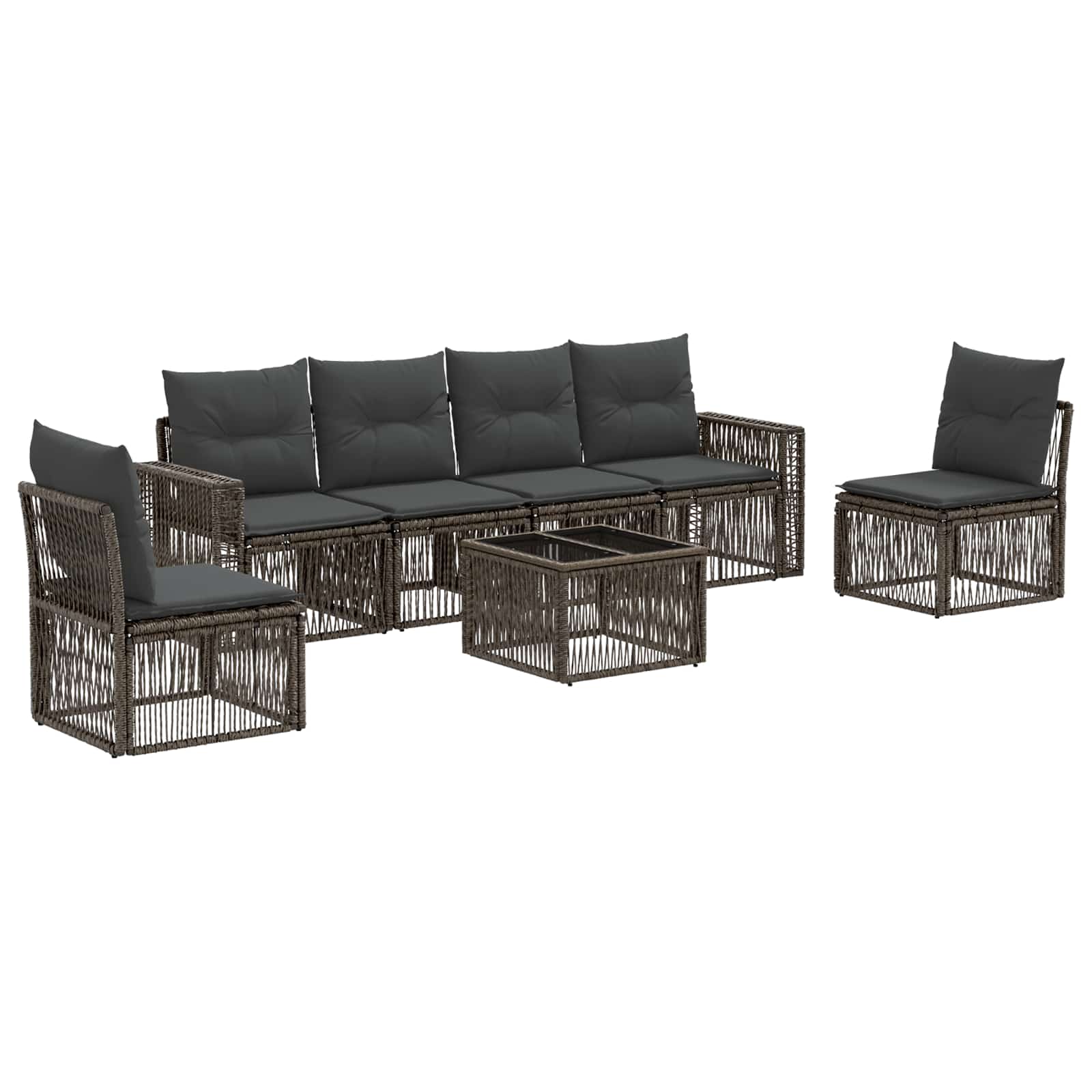 Tuinbankenset 7 pcs Grijs en Donkergrijs poly rattan – afbeelding 2