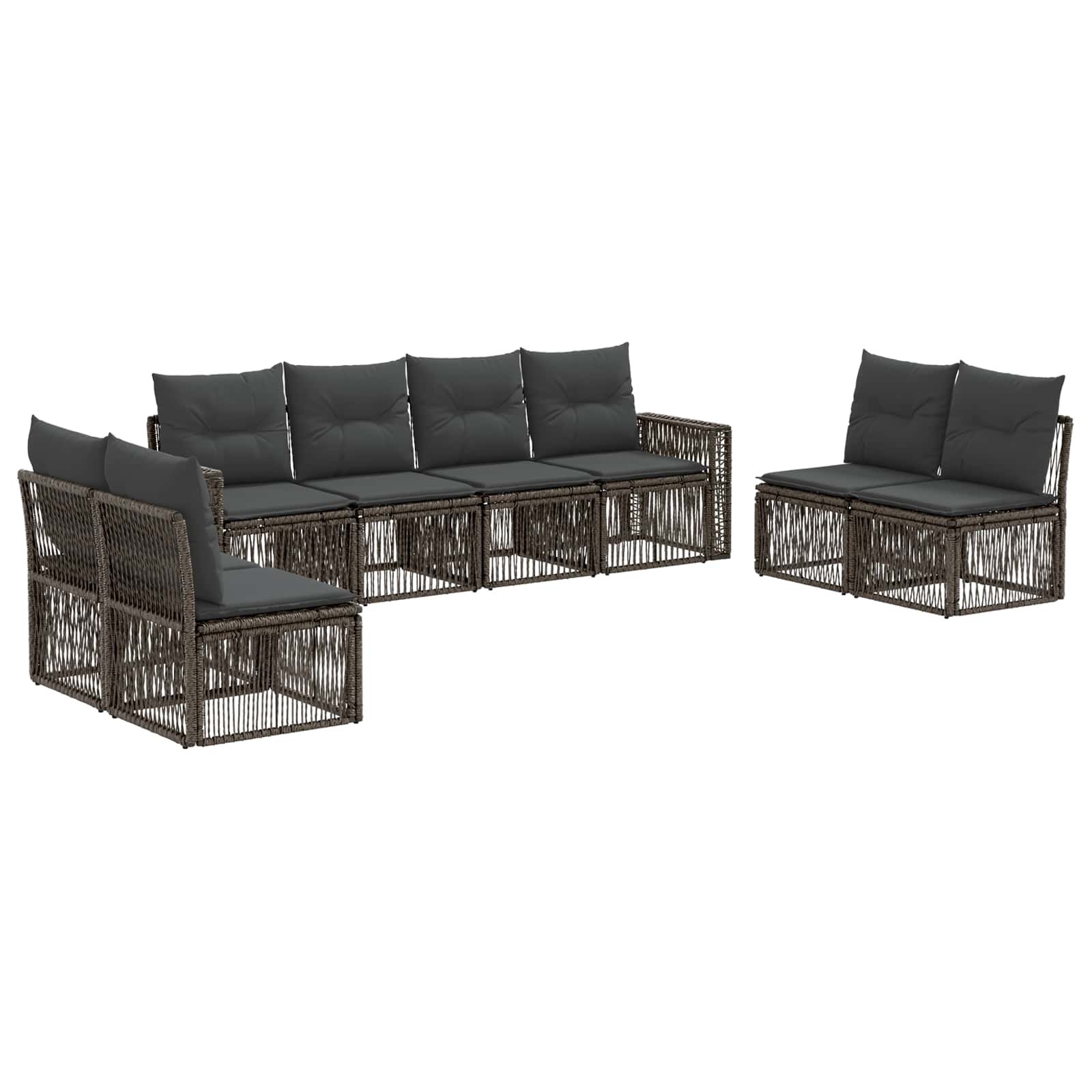 Tuinbankenset 8 pcs Grijs en Donkergrijs poly rattan – afbeelding 2