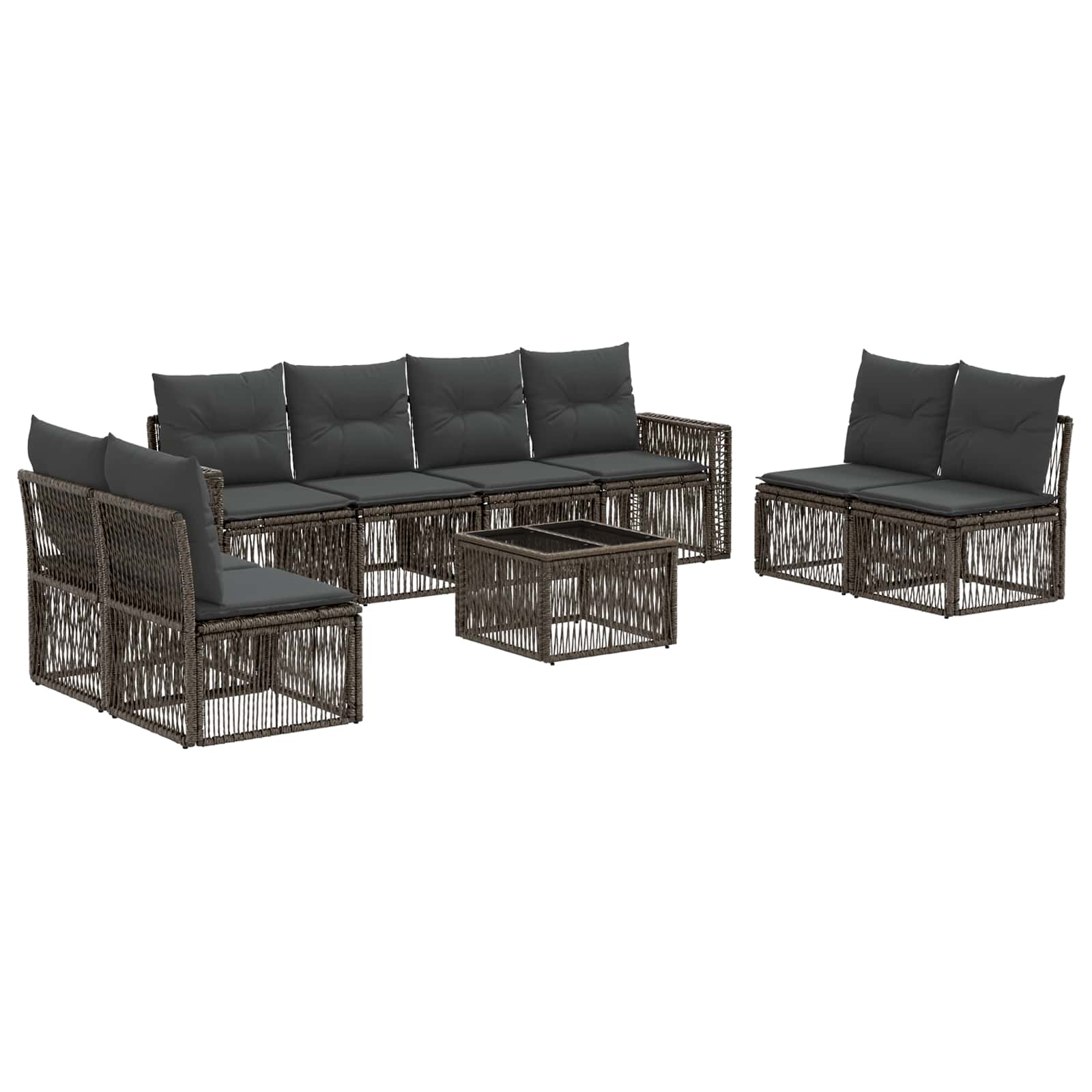 Tuinbankenset 9 pcs Grijs en Donkergrijs poly rattan – afbeelding 2