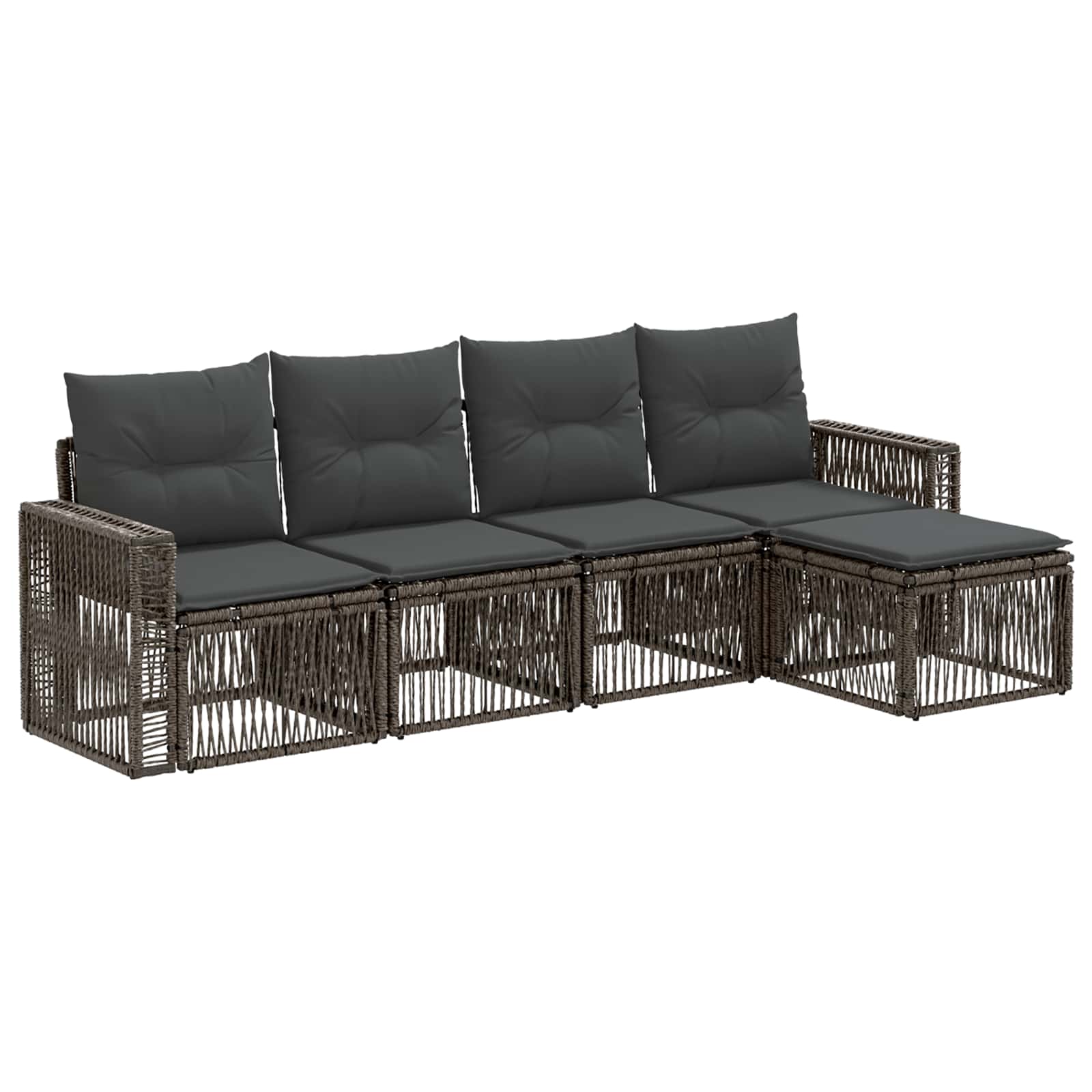 Tuinbankenset 5 pcs Grijs en Donkergrijs poly rattan – afbeelding 2