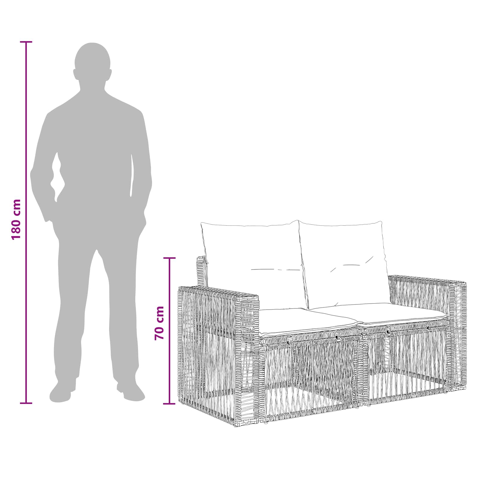 Tuinbankenset 5 pcs Grijs en Donkergrijs poly rattan – afbeelding 11