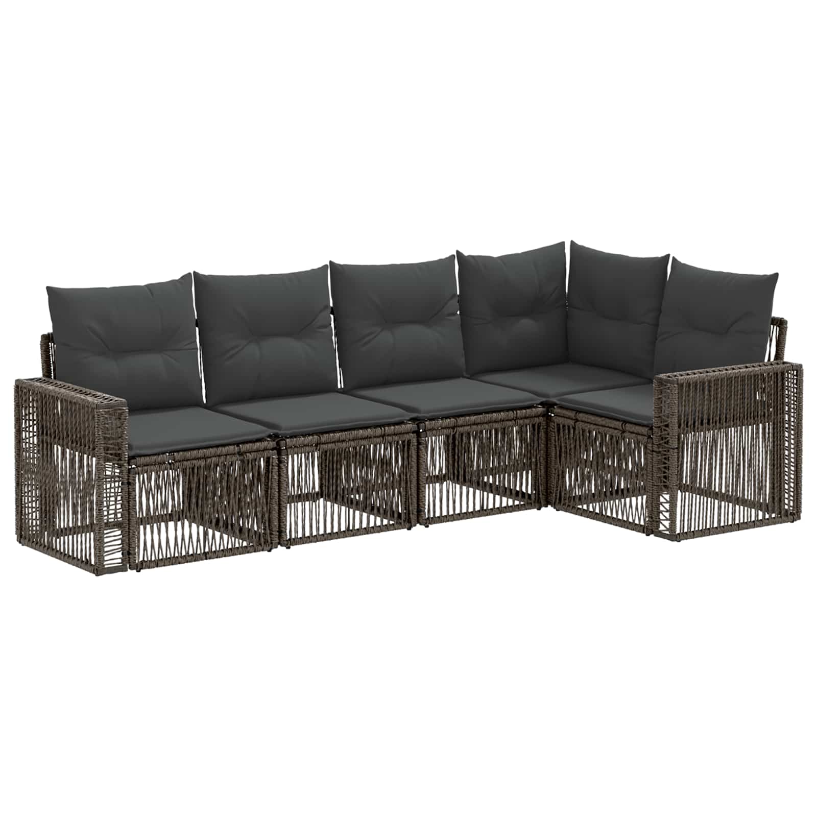 Tuinbankenset 5 pcs Grijs en Donkergrijs poly rattan – afbeelding 2