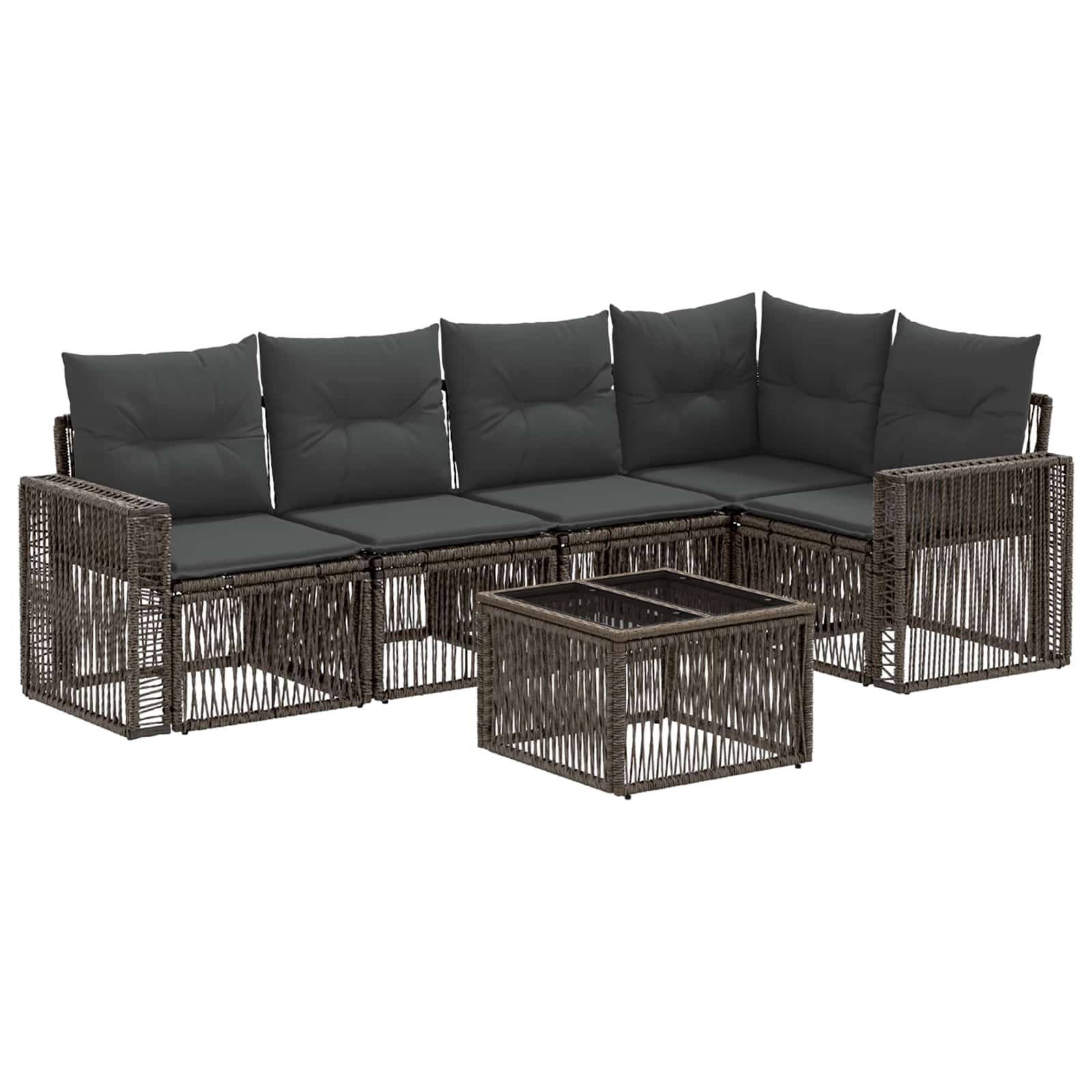 Tuinbankenset 6 pcs Grijs en Donkergrijs poly rattan – afbeelding 2