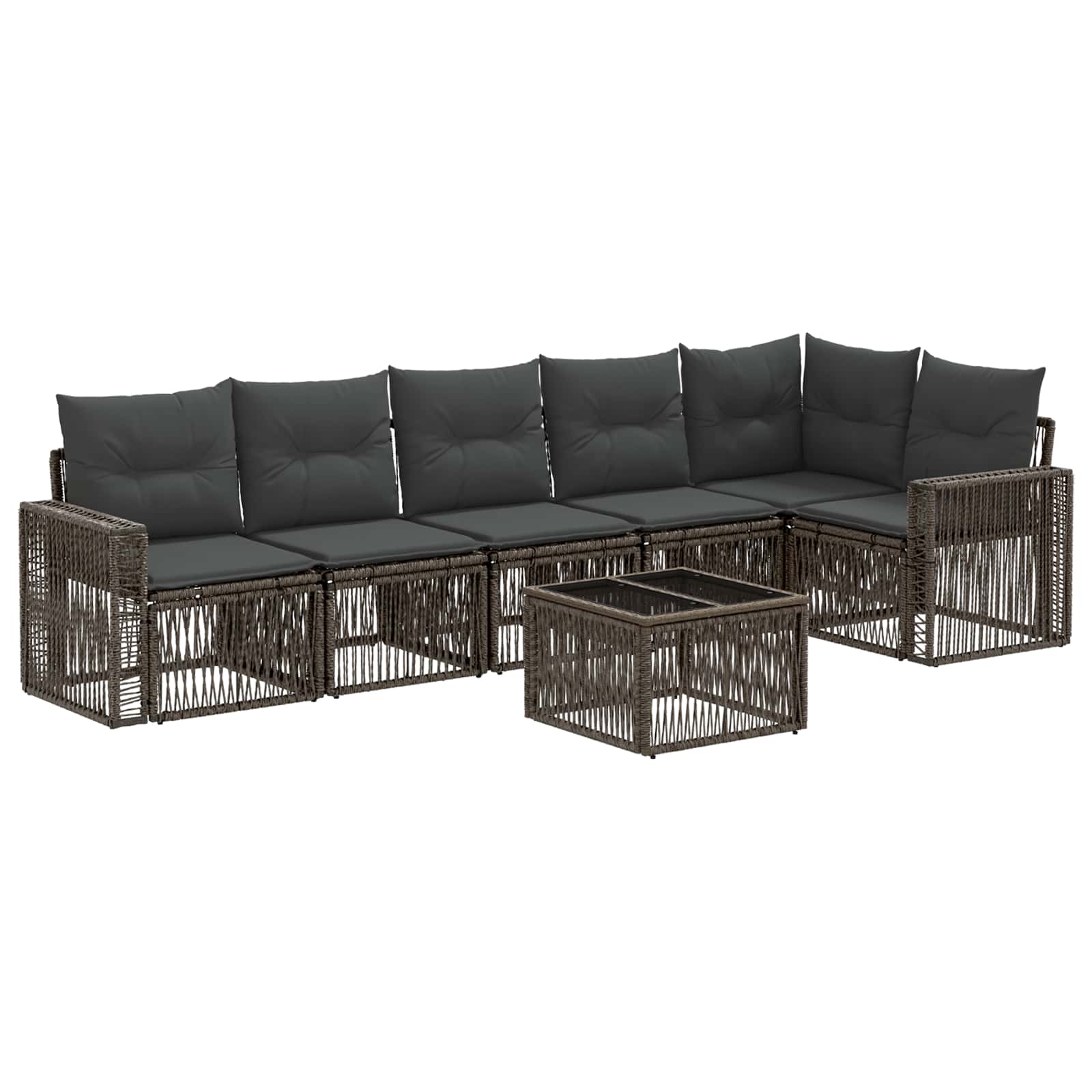 Tuinbankenset 7 pcs Grijs en Donkergrijs poly rattan – afbeelding 2