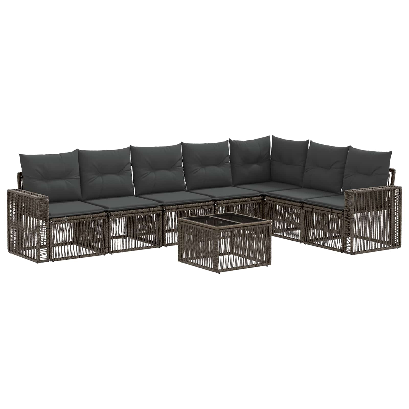 Tuinbankenset 8 pcs Grijs en Donkergrijs poly rattan – afbeelding 2