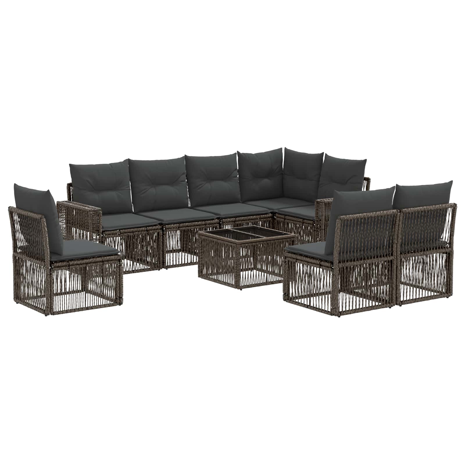 Tuinbankenset 9 pcs Grijs en Donkergrijs poly rattan – afbeelding 2