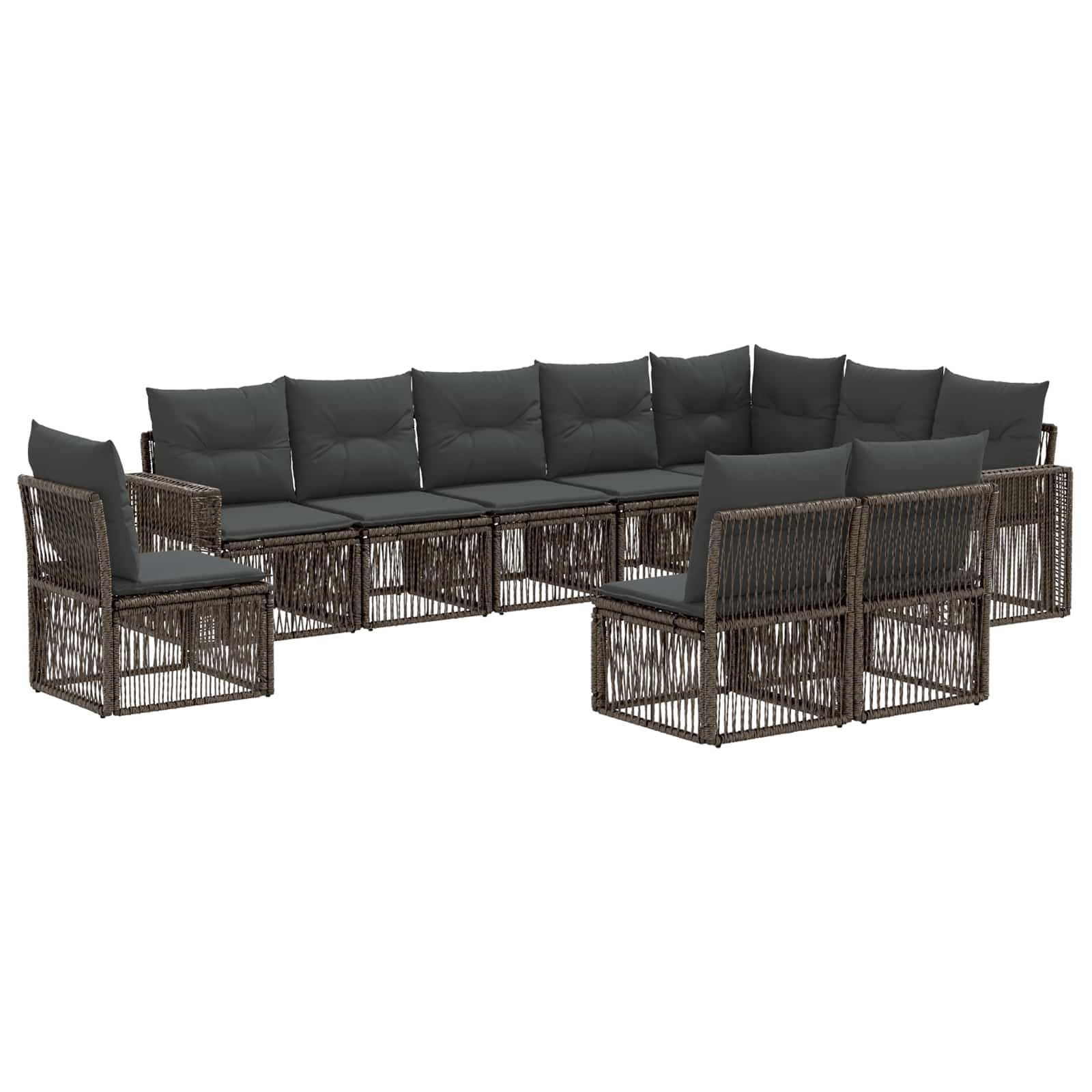 Tuinbankenset 10 pcs Grijs en Donkergrijs poly rattan – afbeelding 2