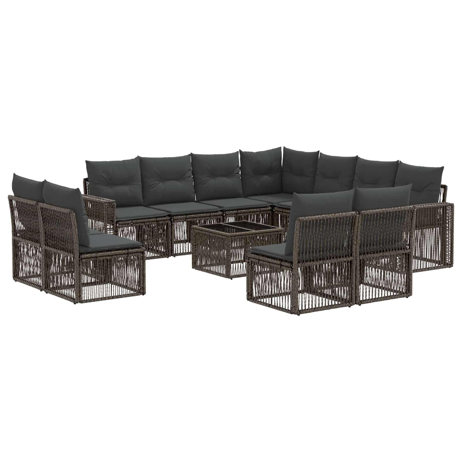 Tuinbankenset 12 pcs Grijs en Donkergrijs poly rattan – afbeelding 2