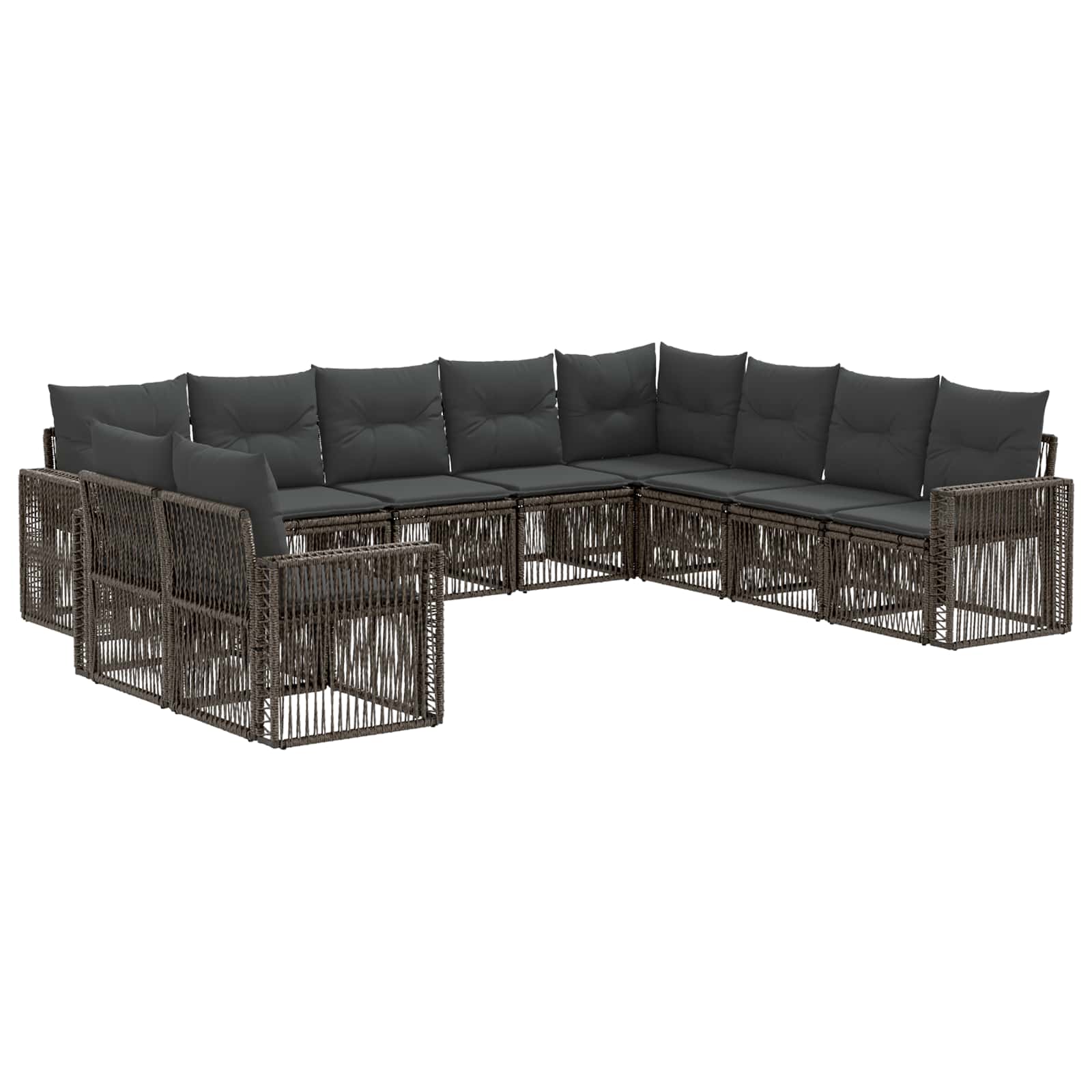 Tuinbankenset 10 pcs Grijs en Donkergrijs poly rattan – afbeelding 2