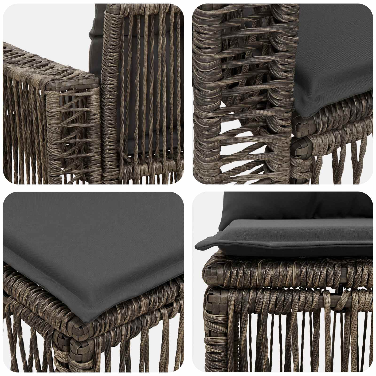 Tuinbankenset 10 pcs Grijs en Donkergrijs poly rattan – afbeelding 6