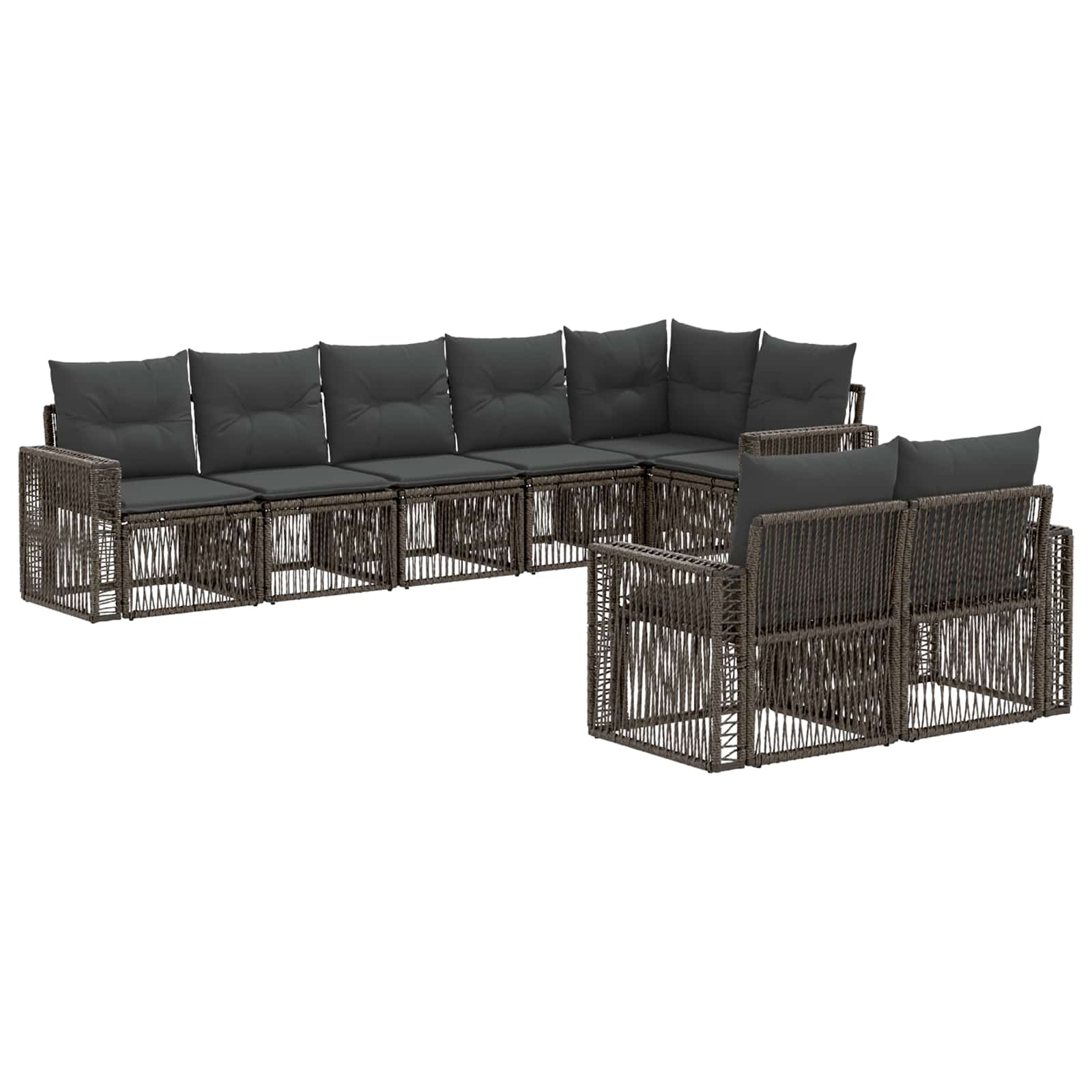 Tuinbankenset 8 pcs Grijs en Donkergrijs poly rattan – afbeelding 2