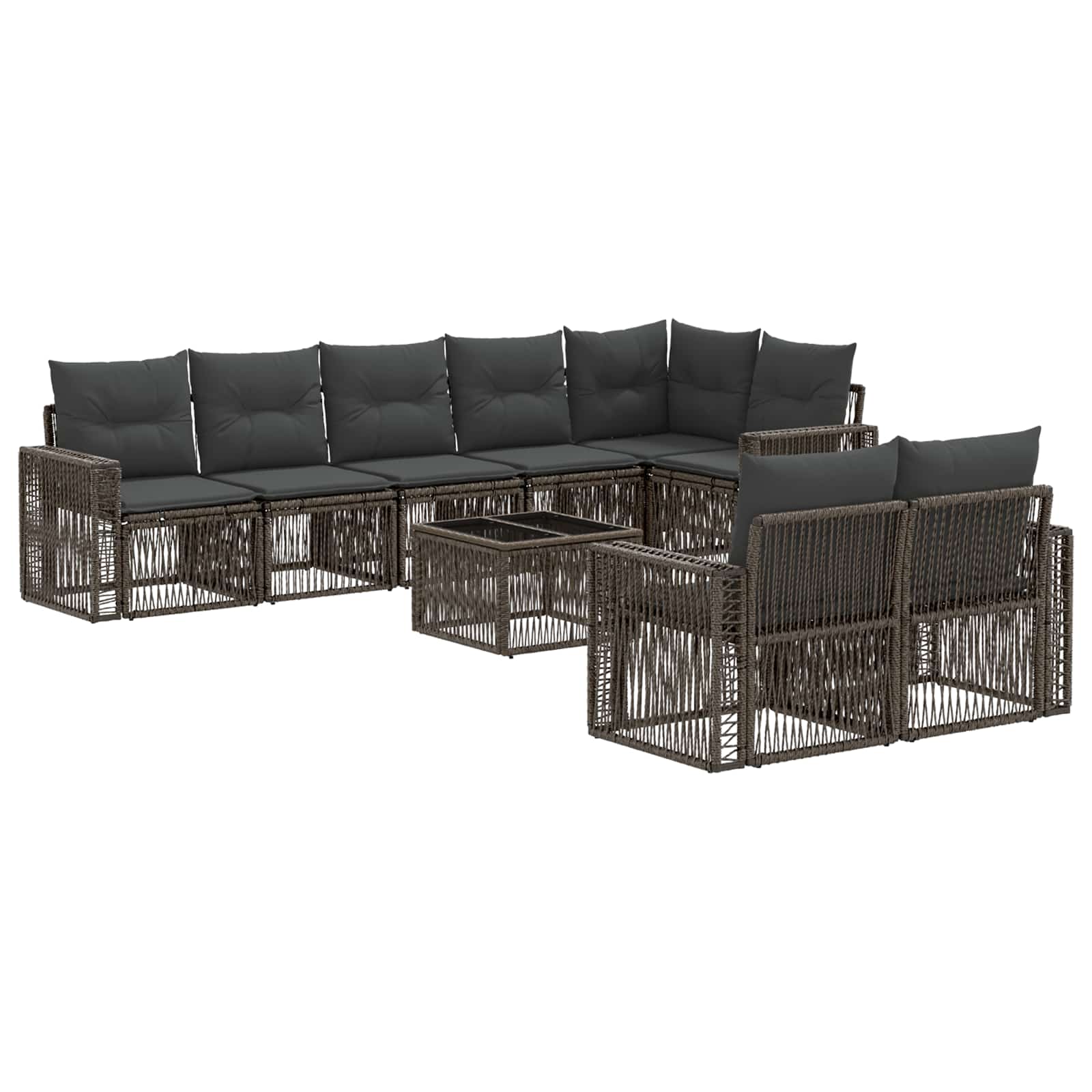 Tuinbankenset 9 pcs Grijs en Donkergrijs poly rattan – afbeelding 2
