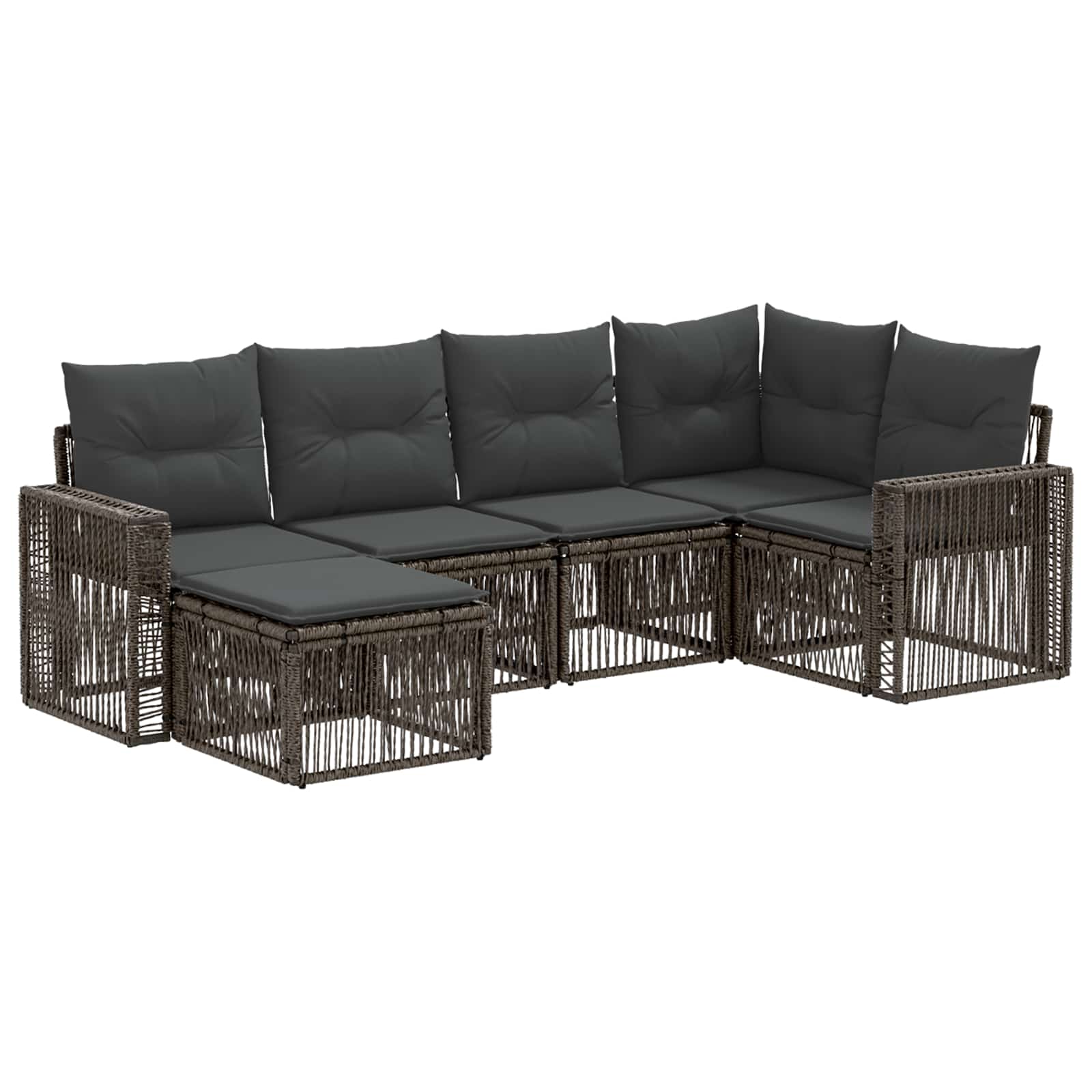Tuinbankenset 6 pcs Grijs en Donkergrijs poly rattan – afbeelding 2