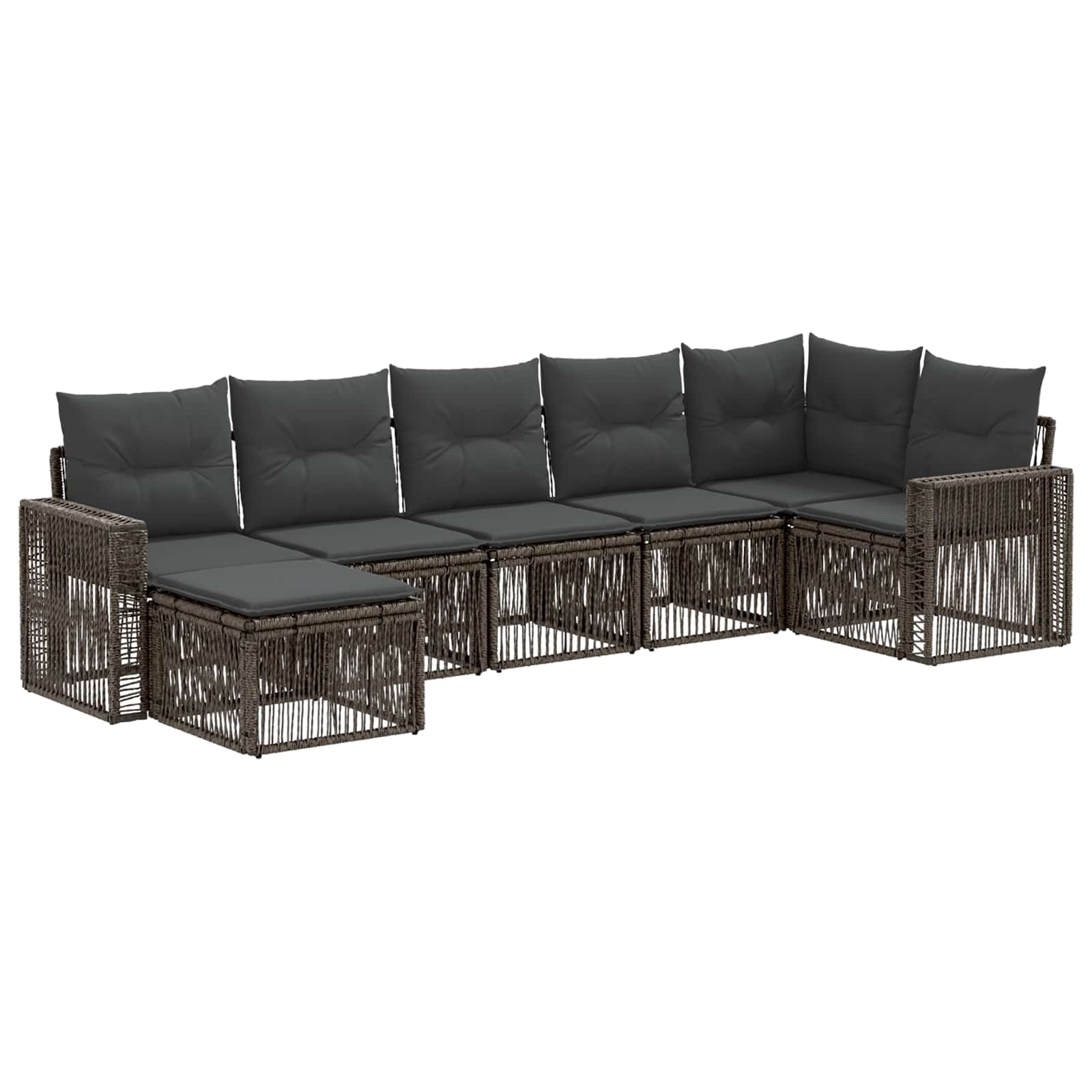 Tuinbankenset 7 pcs Grijs en Donkergrijs poly rattan – afbeelding 2