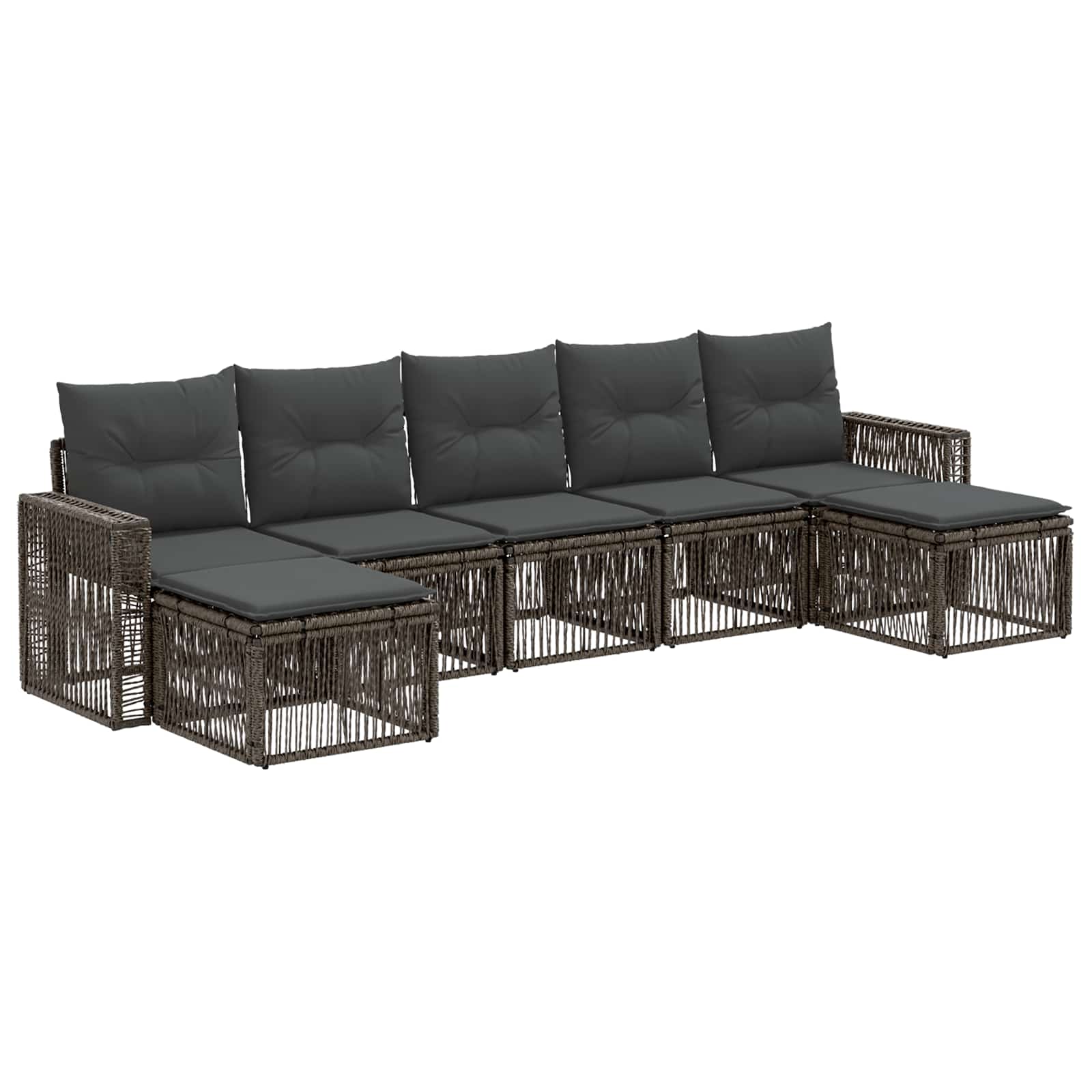 Tuinbankenset 7 pcs Grijs en Donkergrijs poly rattan – afbeelding 2