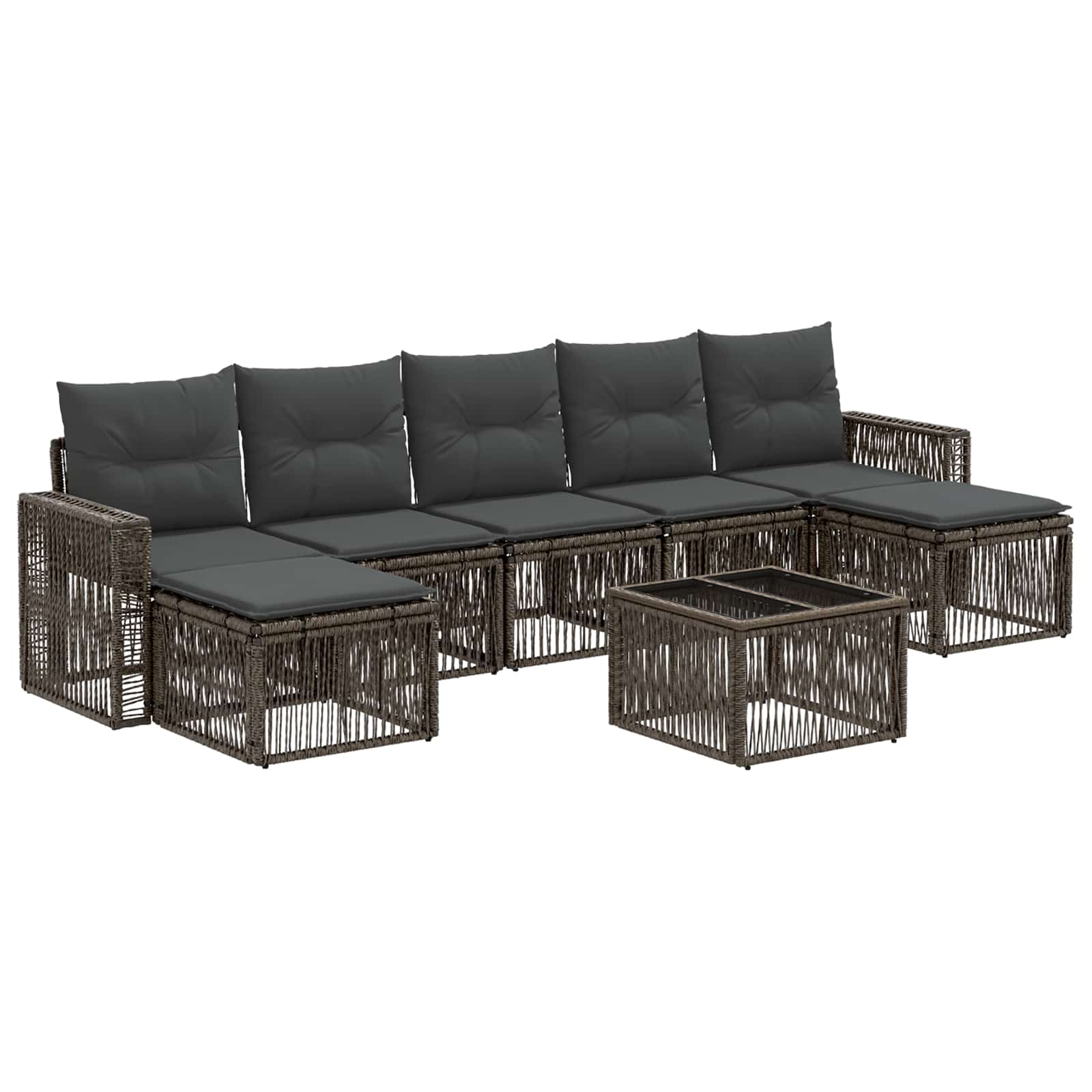 Tuinbankenset 8 pcs Grijs en Donkergrijs poly rattan – afbeelding 2