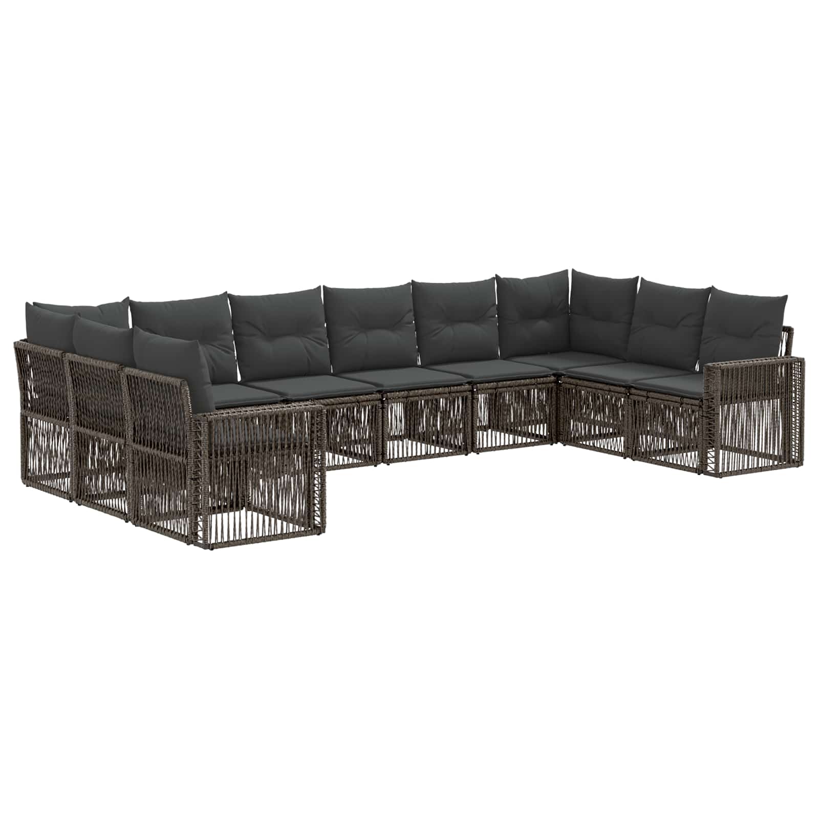 Tuinbankenset 10 pcs Grijs en Donkergrijs poly rattan – afbeelding 2