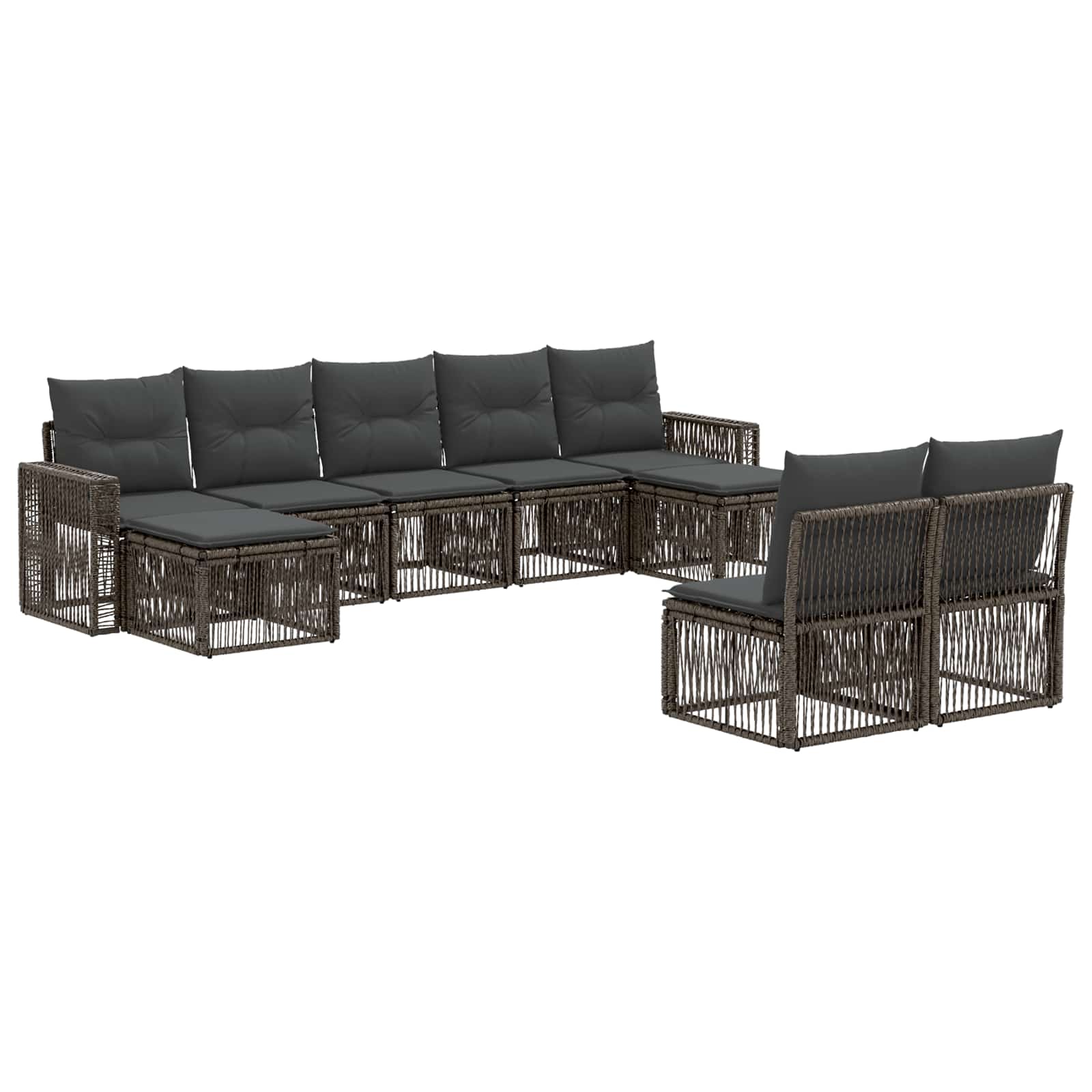 Tuinbankenset 9 pcs Grijs en Donkergrijs poly rattan – afbeelding 2